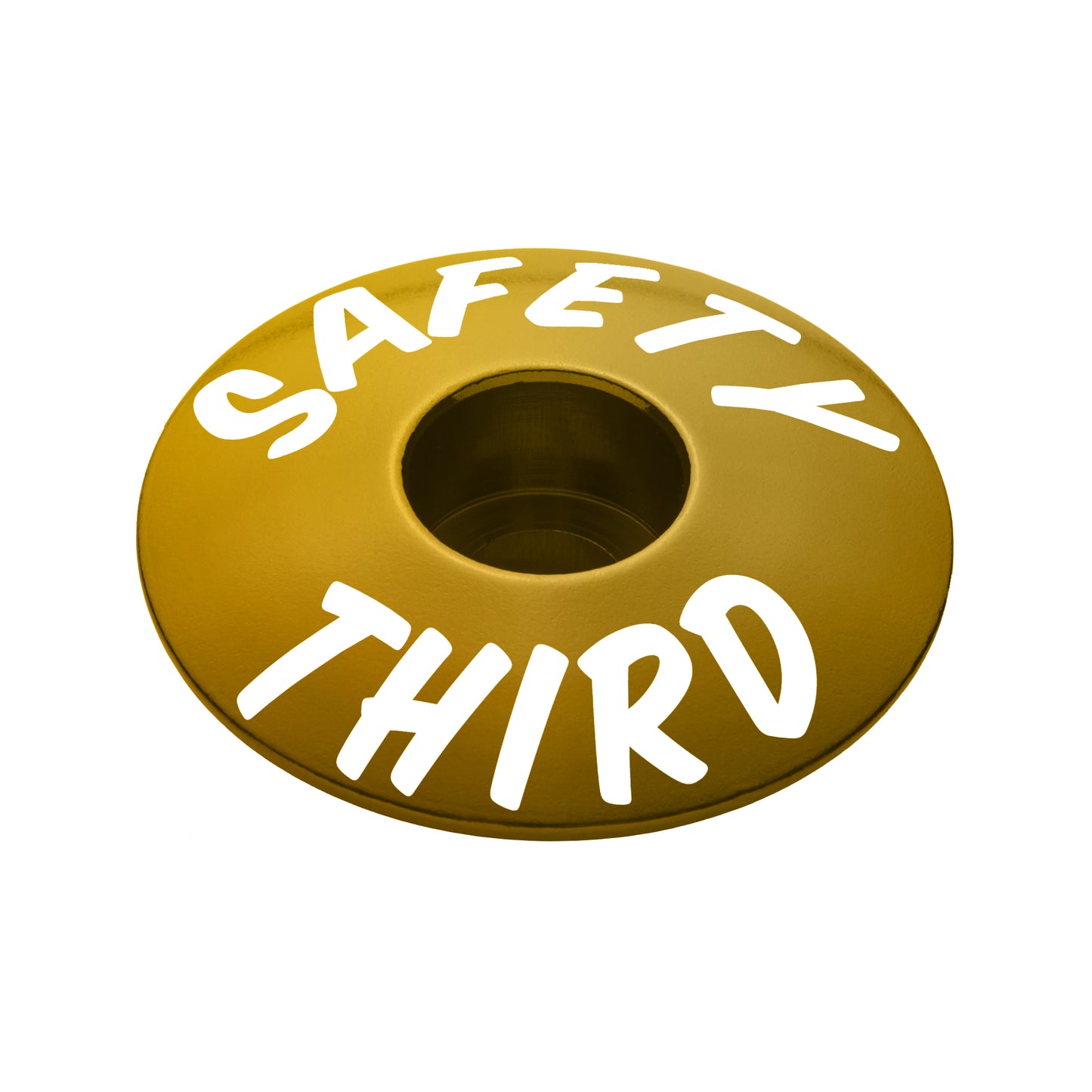 Gold bike headset top cap, designed for 1 1/8" tubes with a clean and polished finish.