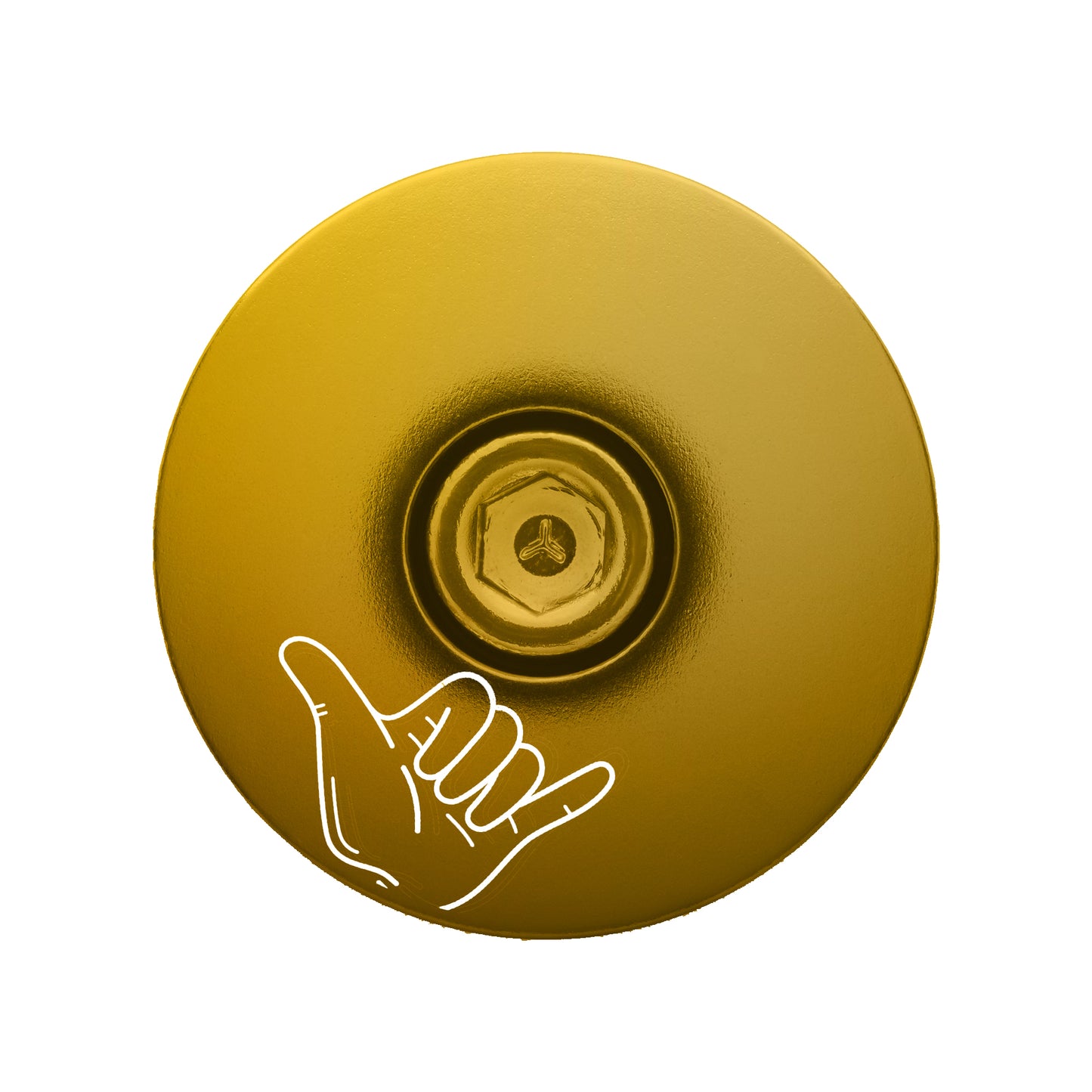 Gold bike stem cap for 1 1/8-inch steerer tubes a perfect addition to custom cycling setups.