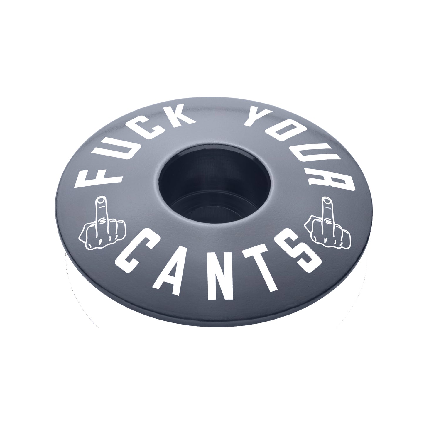 Gray bike headset cap constructed from lightweight aluminum for 1 1/8" steerer tubes