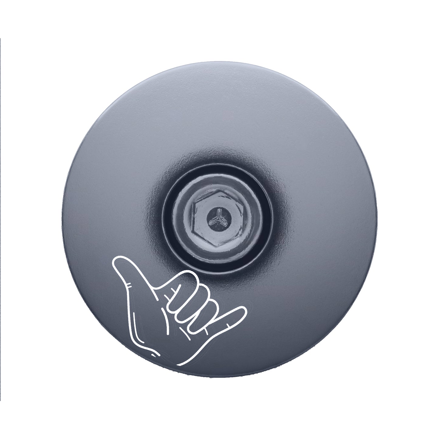 Gray bicycle headset cap made from lightweight aluminum designed to fit most bike types.