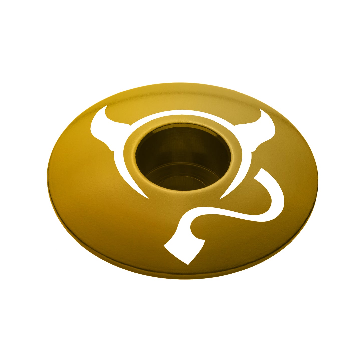 Gold bike headset cap made from lightweight 6061 aluminum designed for custom bikes.