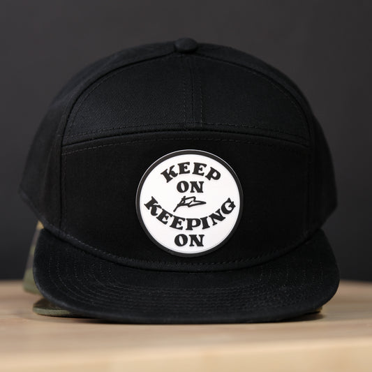 Keep On Keeping On Black 5 Panel Hat - Ride Your Bicycle with Dispatch Bike