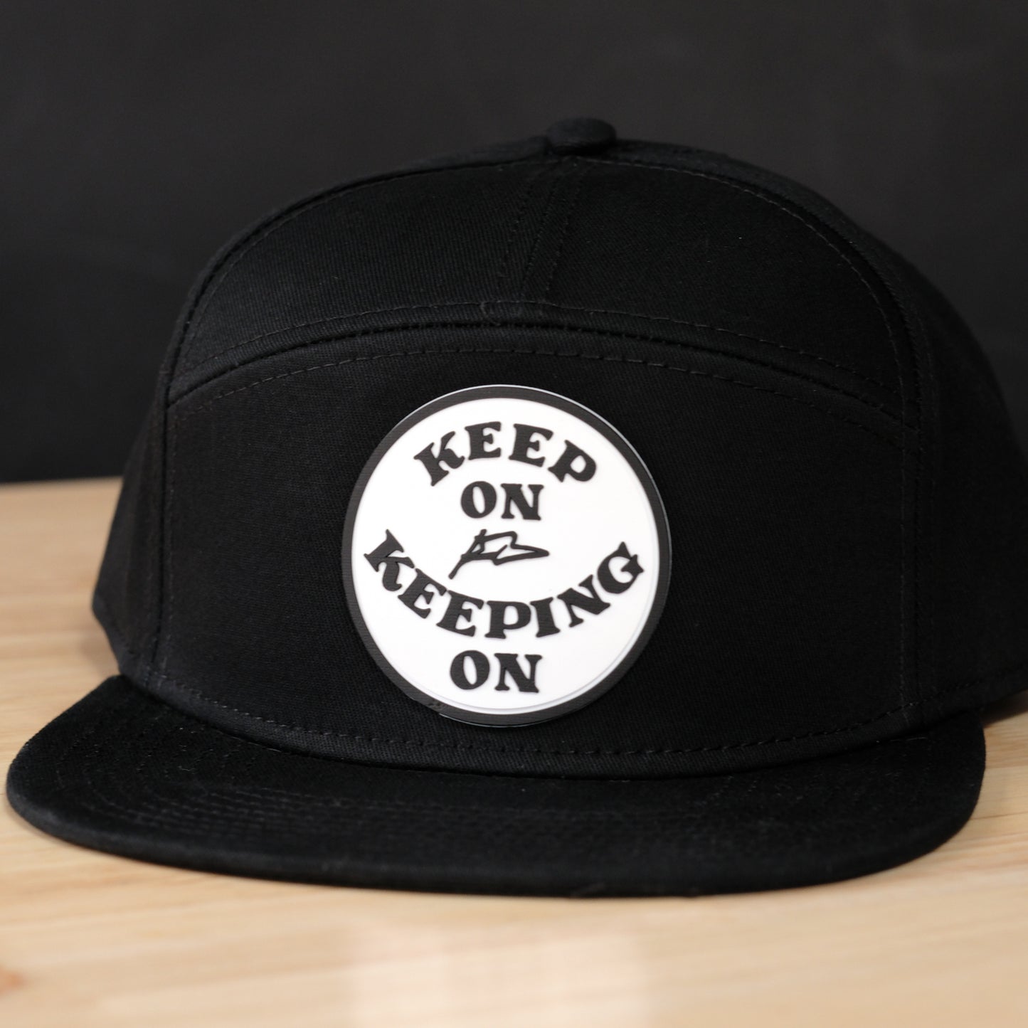Keep On Keeping On Black 5 Panel Hat - Ride Your Bicycle with Dispatch Bike
