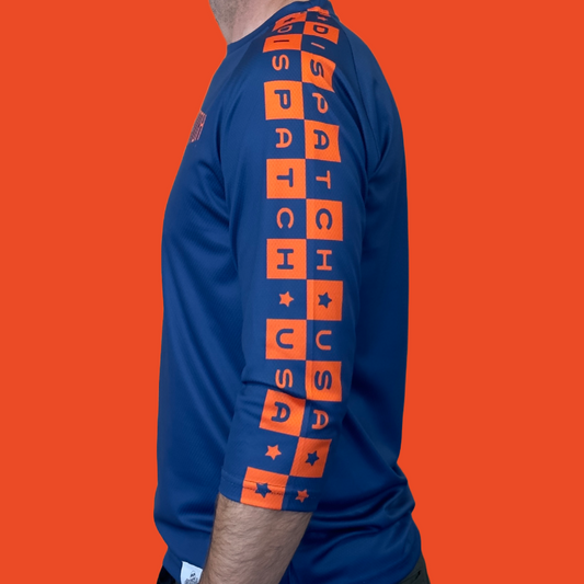 Dispatch Blue & Orange Checkerboard 3/4 Sleeve Mountain Bike Jersey - Dispatch Bike