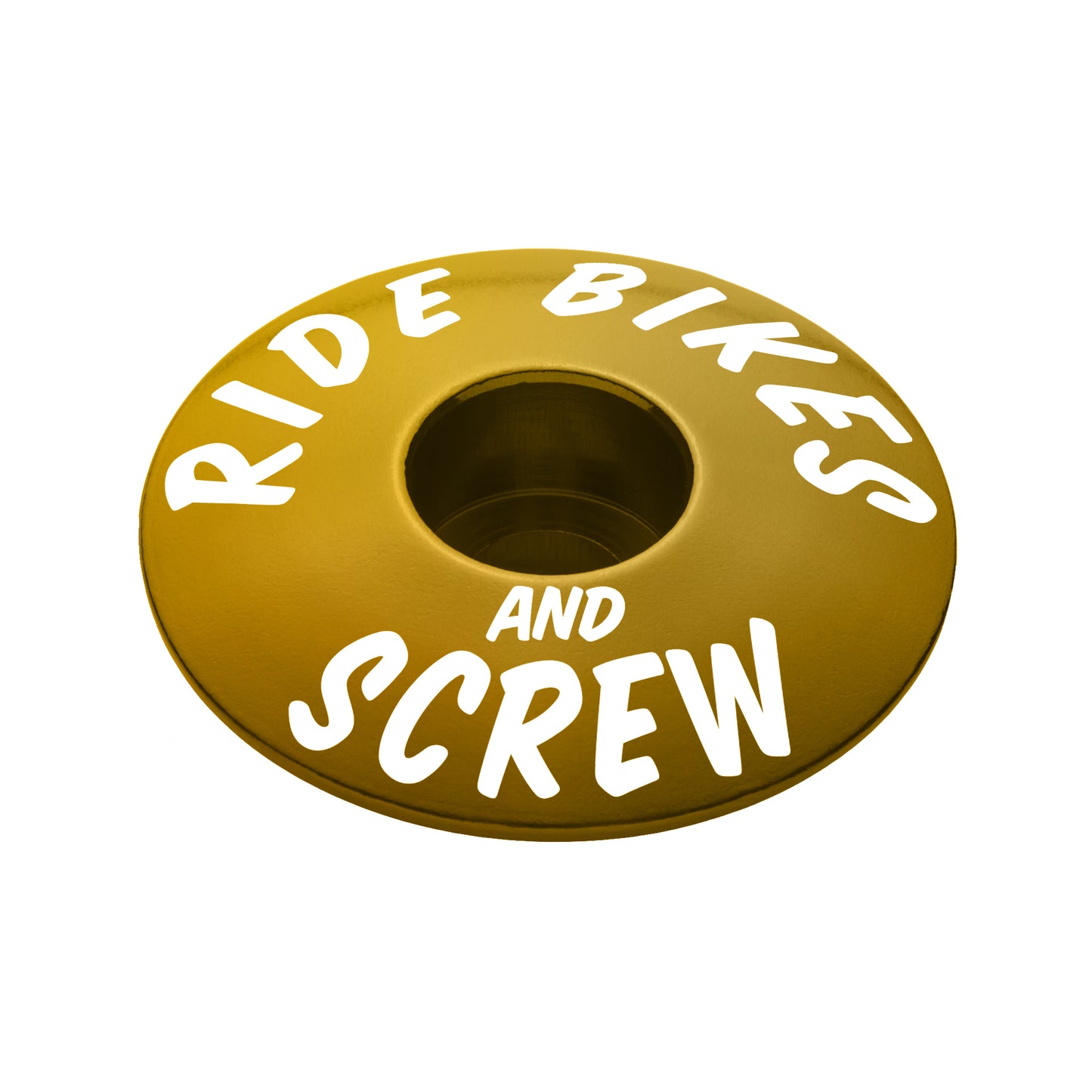 Gold bike headset cap for 1 1/8" steerer tube lightweight and ideal for custom upgrades.