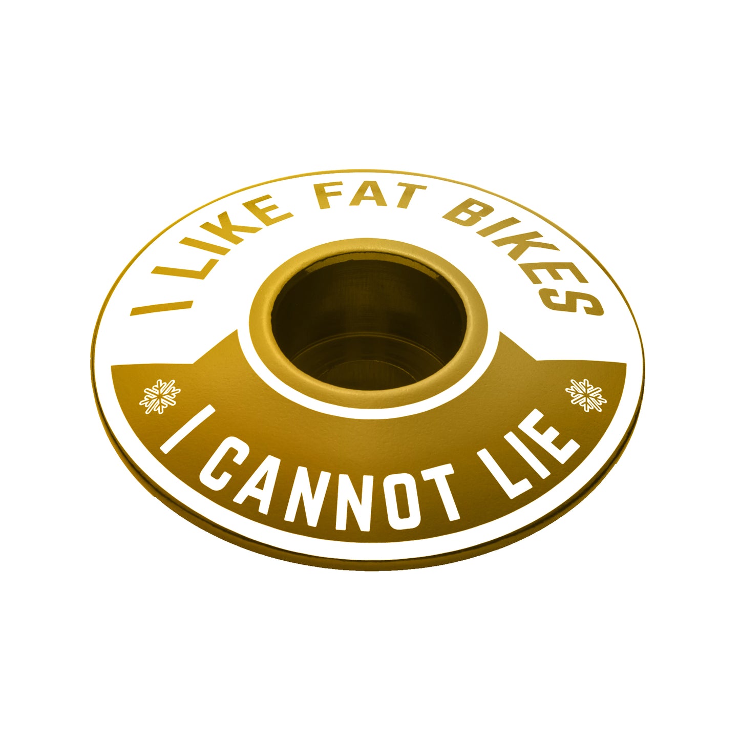 bicycle headset cap with "I Like Fat Bikes" design lightweight and durable.