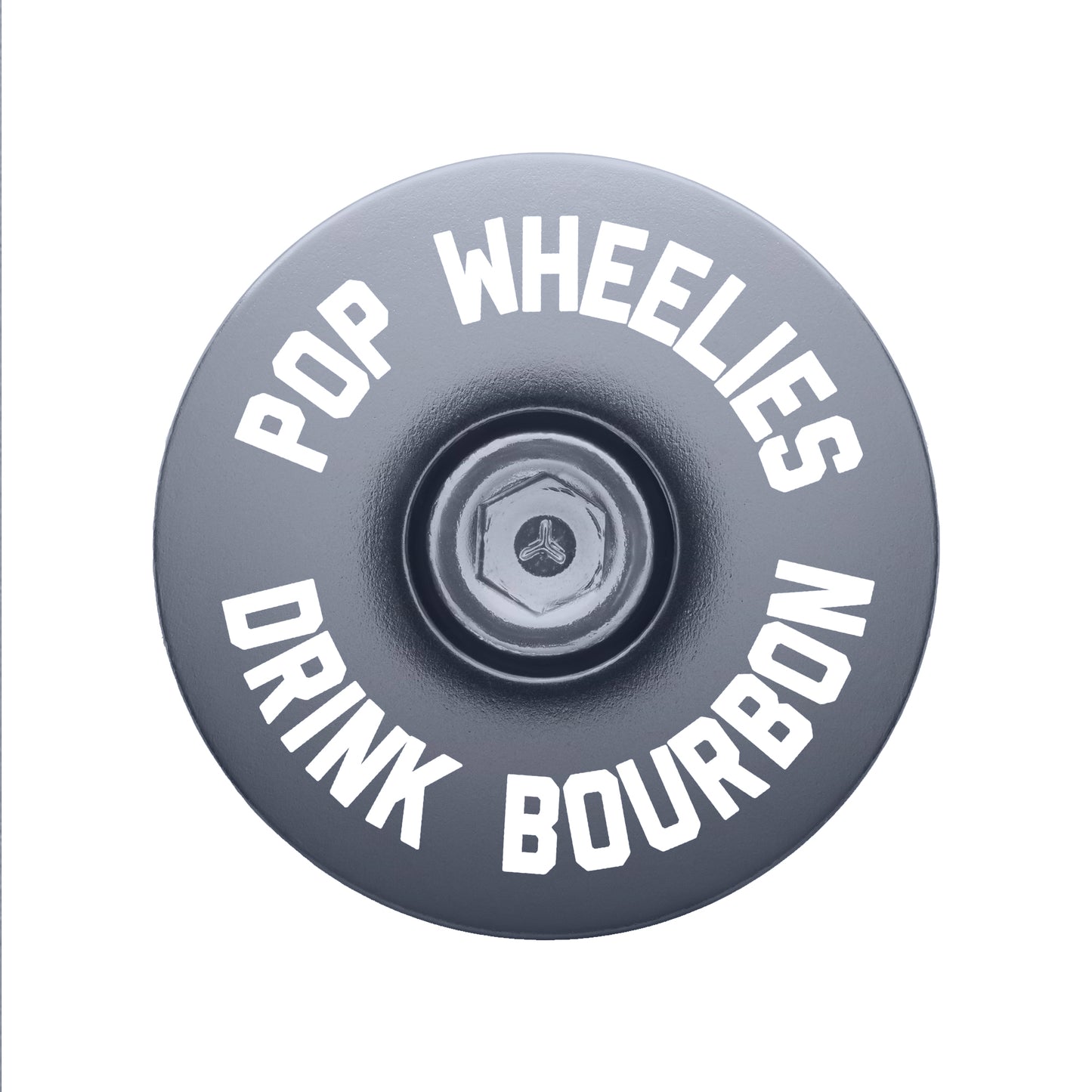 Gray bicycle headset cap crafted for a subtle yet customizable cycling experience.