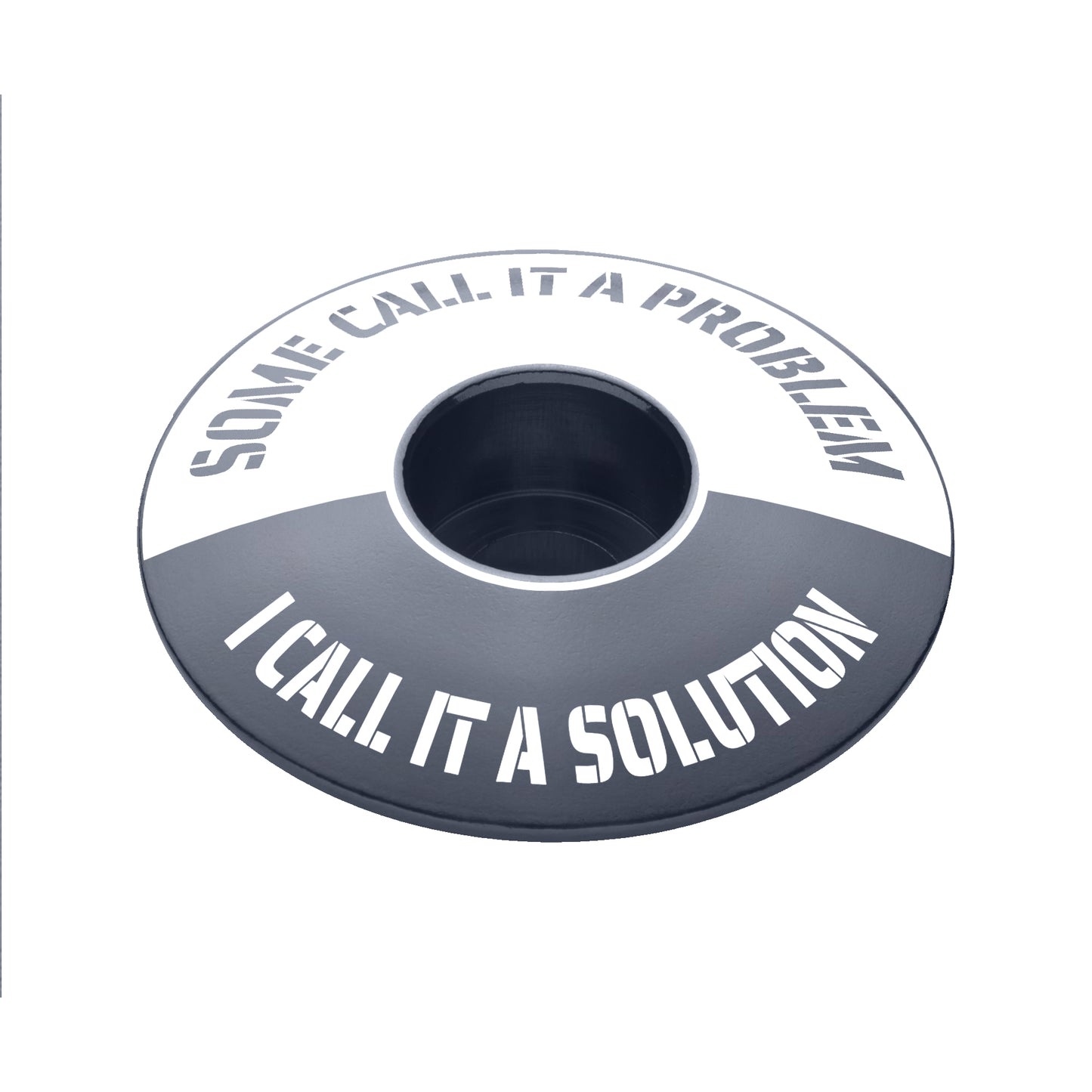 Gray bicycle headset cap provides a clean custom look for your bike top cap.
