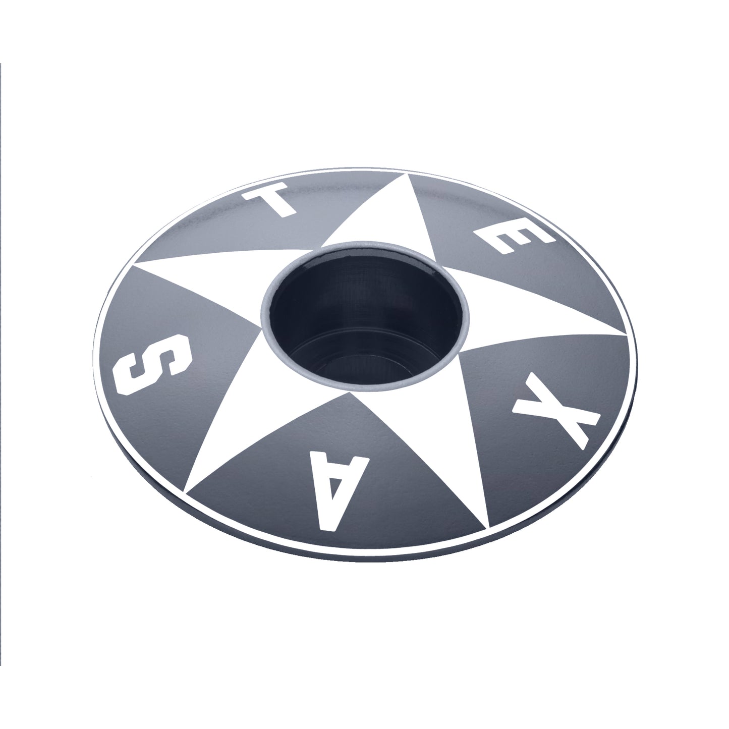 Gray bike headset cap with a Texas-inspired star and text.