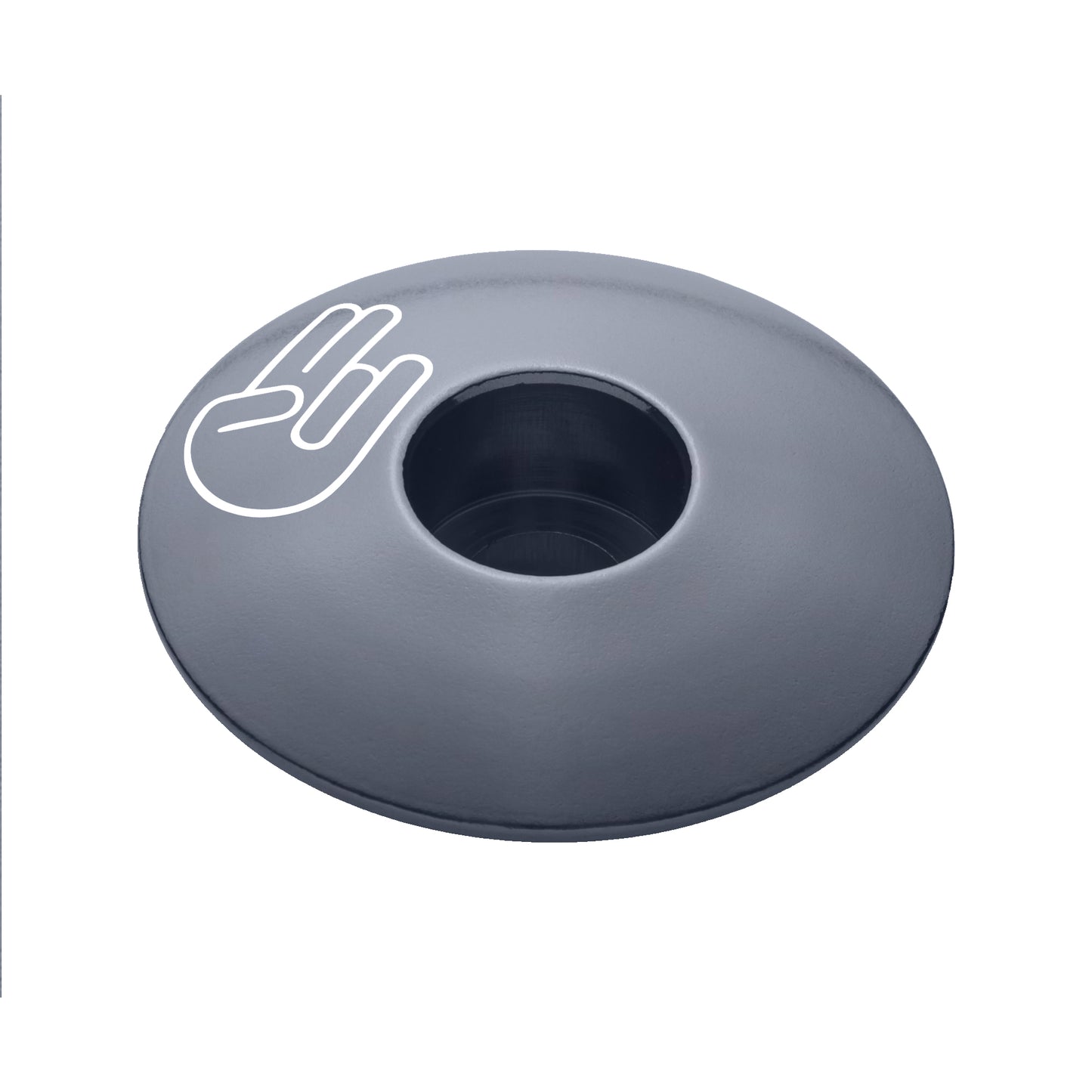 Gray bike stem cap crafted from strong aluminum is ideal for customizing your bike safely.