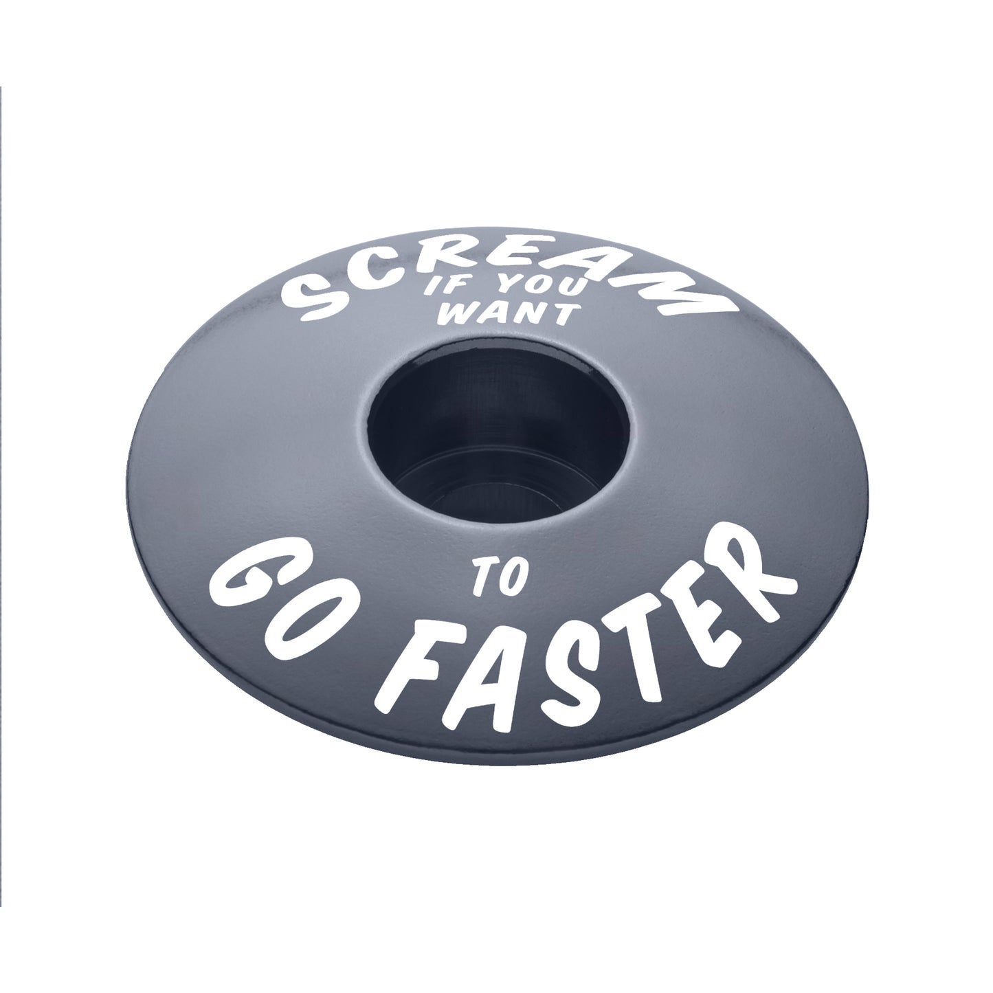 Gray top cap for bike headset, a simple way to customize your bike's stem with quality components.