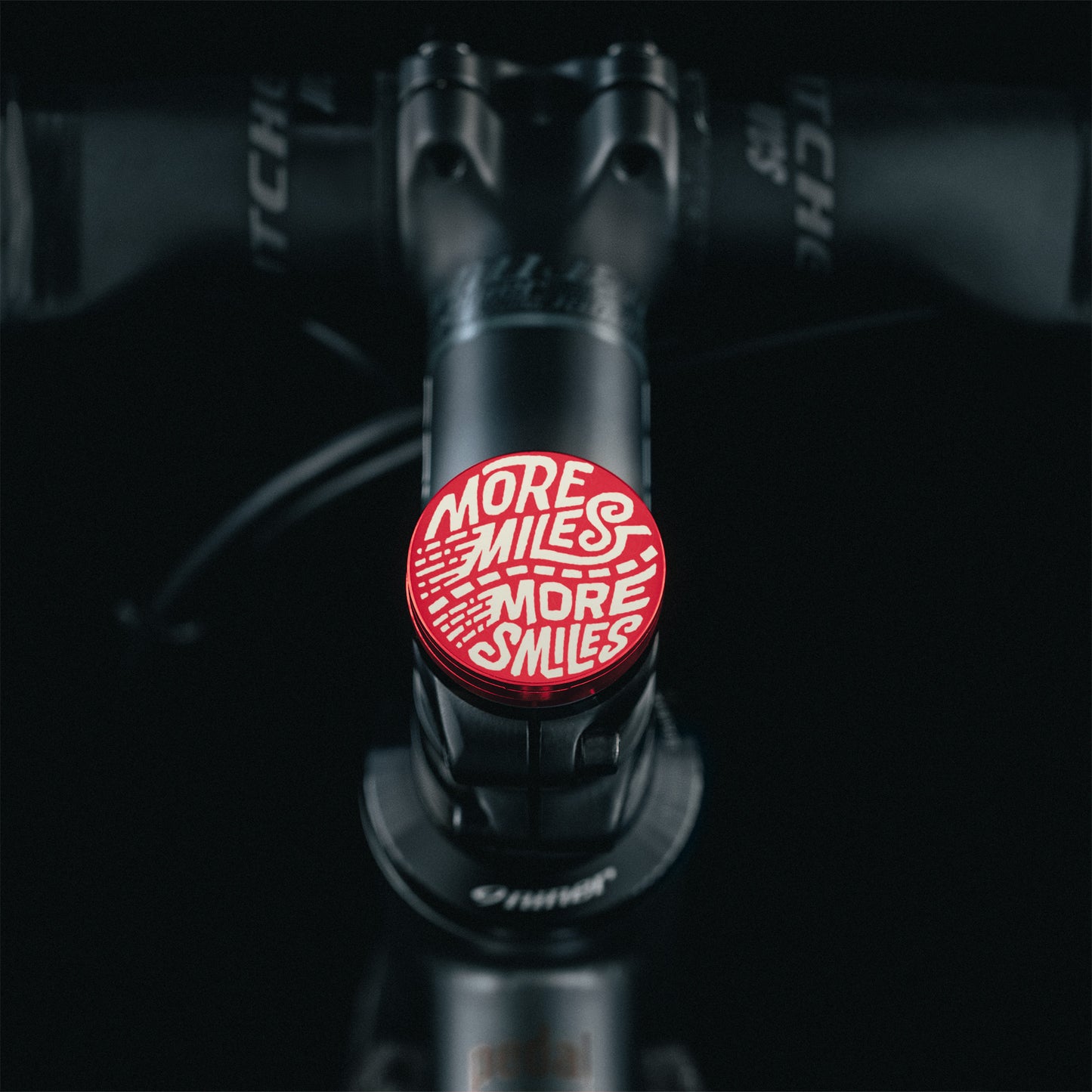 More Miles More Smiles - Shapeshifter Bicycle Headset Cap - Bicycle headset cap with a smooth flat top and no center hole designed for 1-1/8" fork steerers.