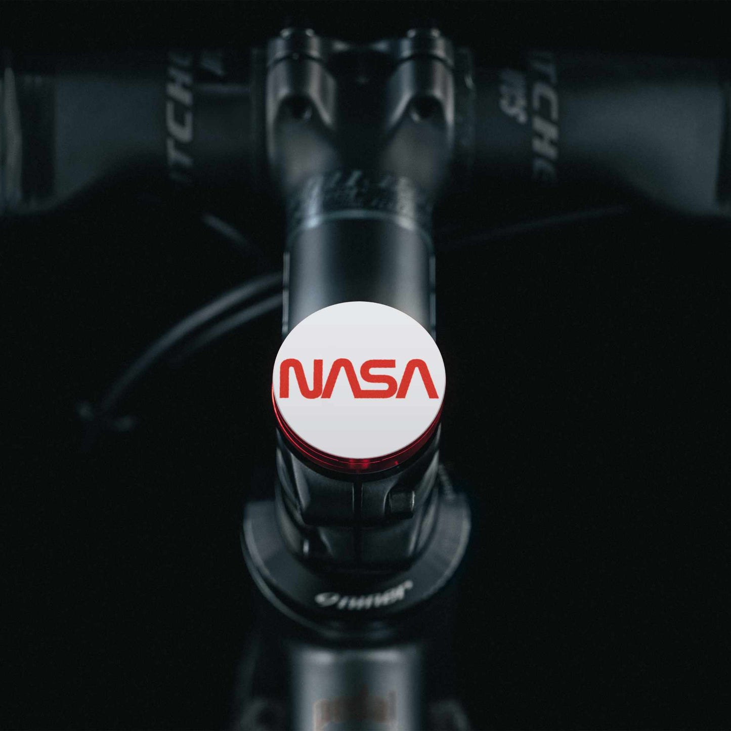 Bicycle Headset Cap - Shapeshifter bike headset cap with NASA worm logo for custom bicycles.