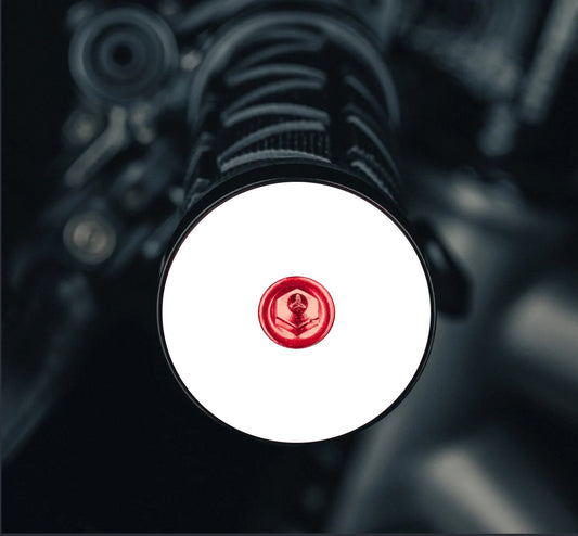 Throwback White NO TEXT/IMAGE - Red bar end plugs road bike bundle with headset cap and bolt for personalization