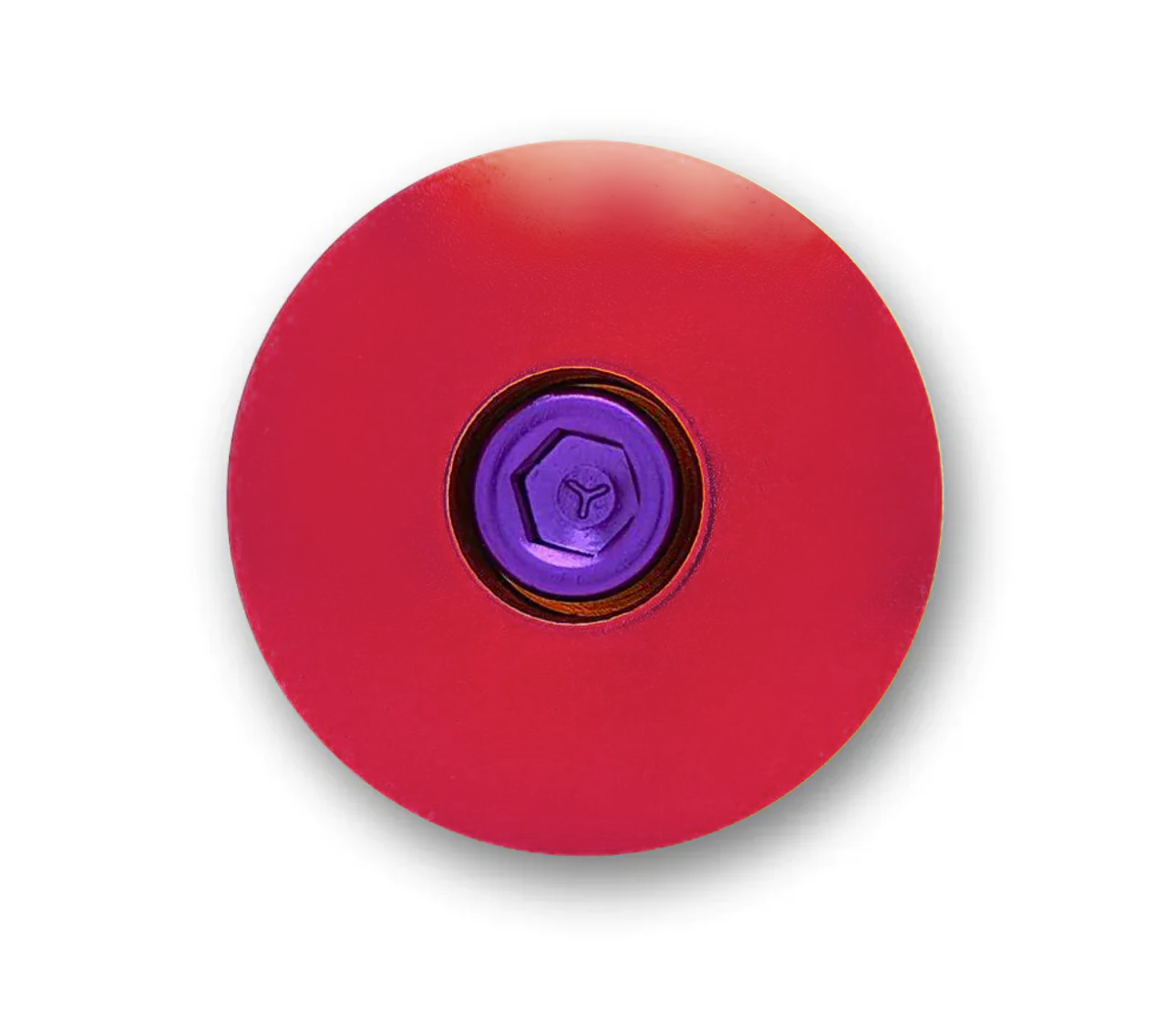 Vibrant red bike stems cap ideal for personalizing mountain or road bikes.