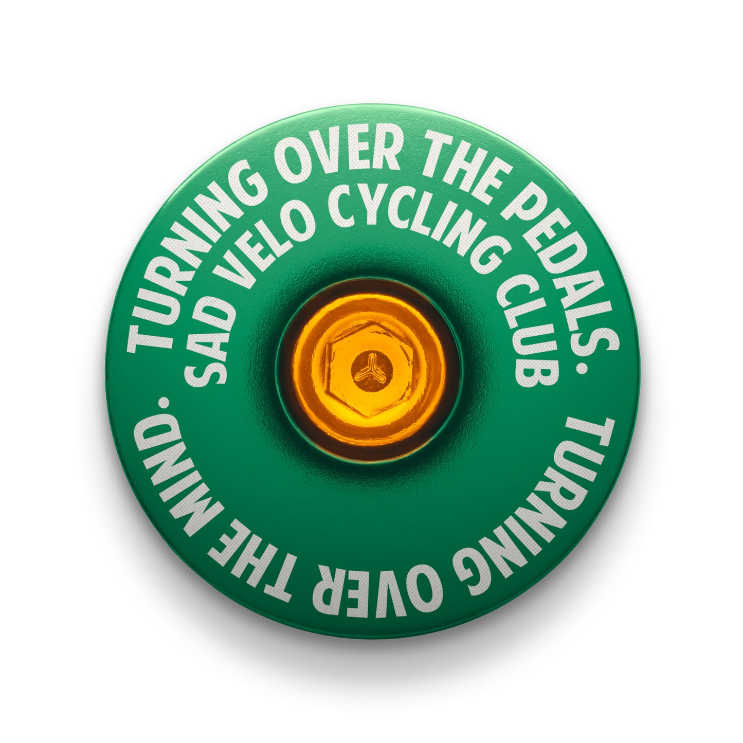 Dark green bike stem cap, designed to fit 1 1/8" steerer tubes for road and mountain bikes.