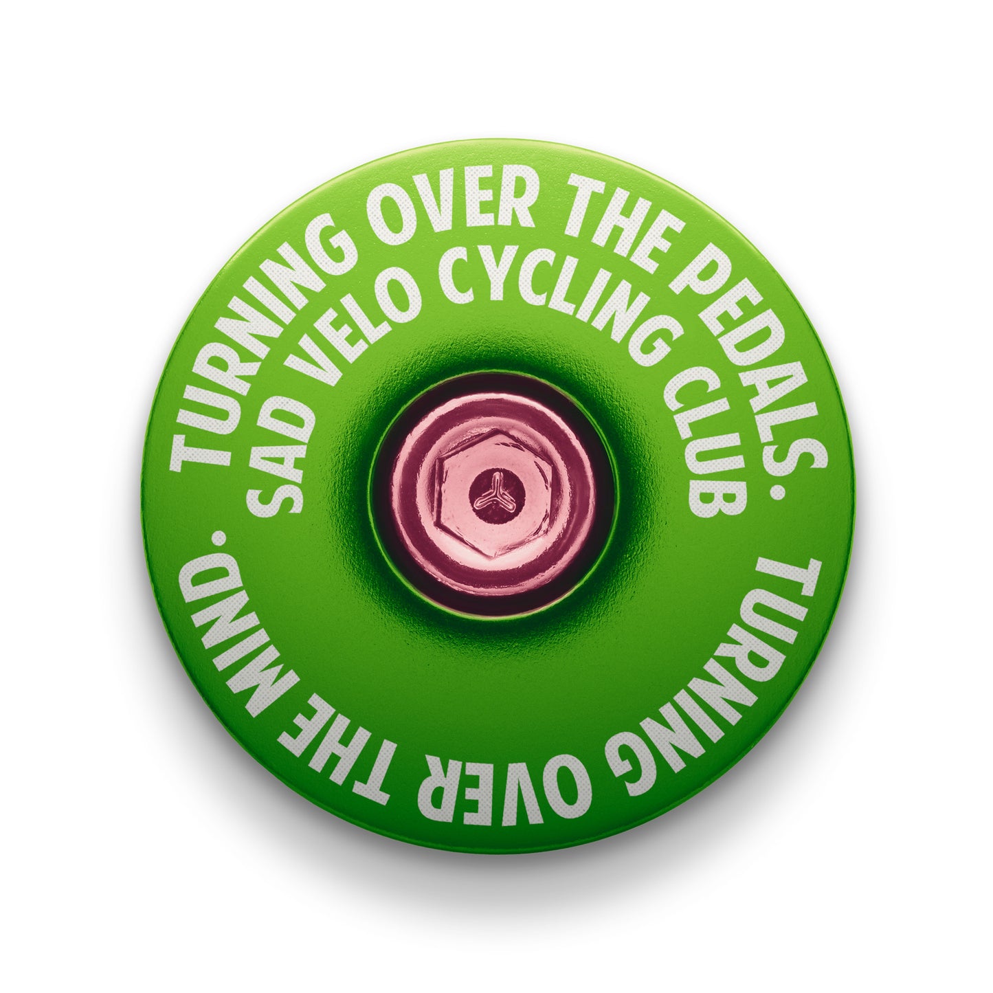 Lime green headset top cap for customizing your bike with durable and lightweight aluminum.