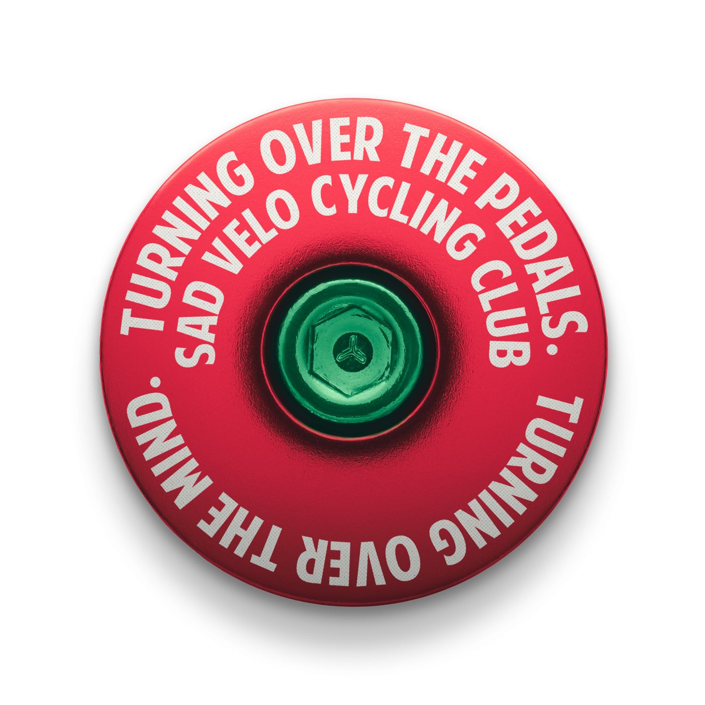 Red bicycle headset cap for mountain bikes and road bikes, adds style and functionality to your bike.