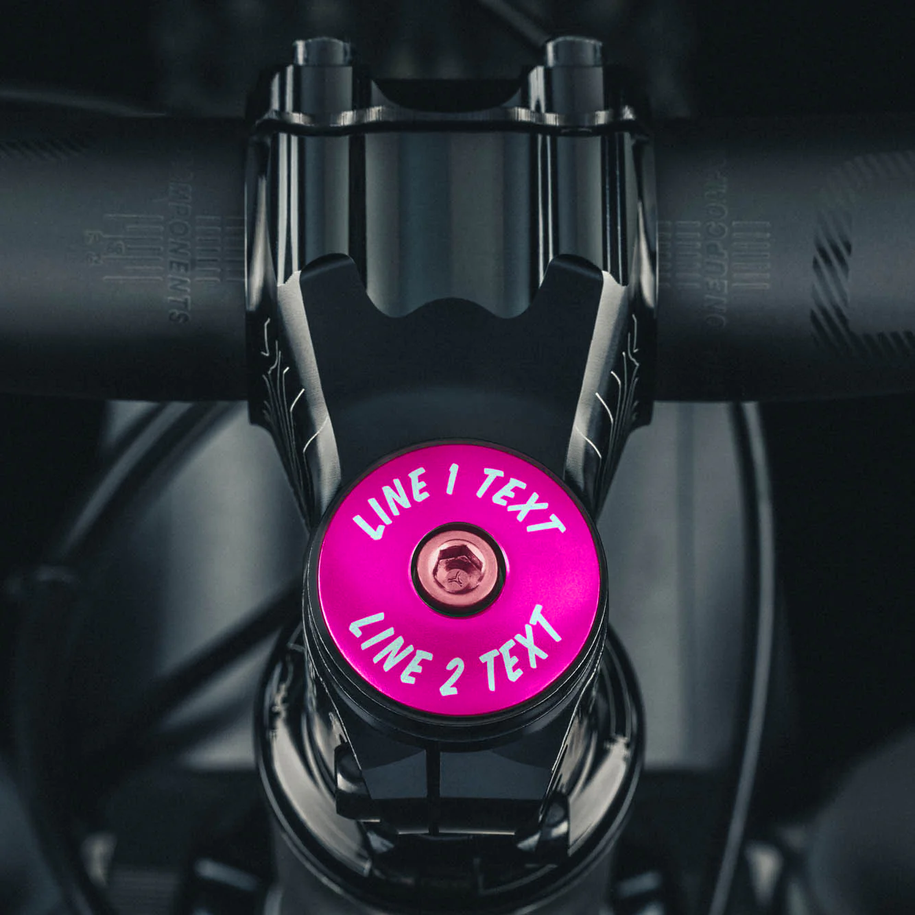 Hot pink bike headset cap crafted for unique custom bicycle accessories.