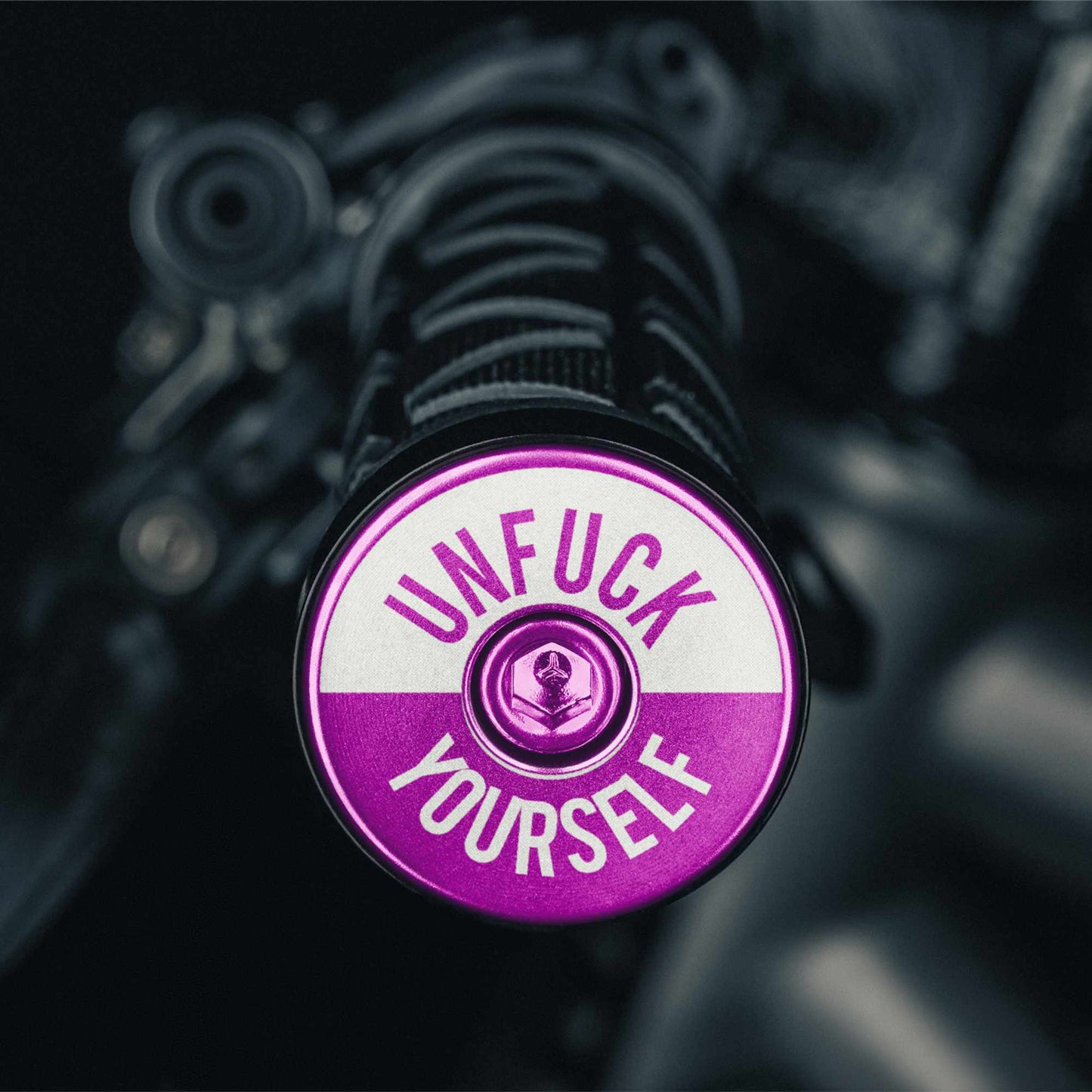 MTB bar end plugs in purple for a unique cycling accessory.