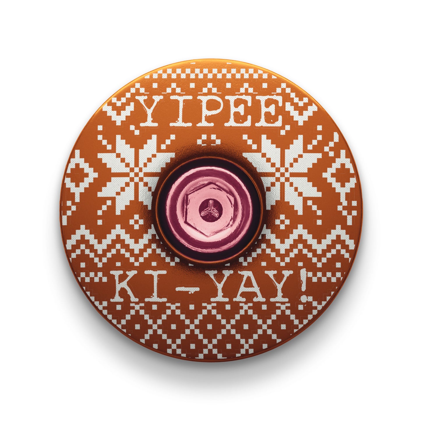 Brown bicycle stem cap crafted from durable aluminum for personalized customization.