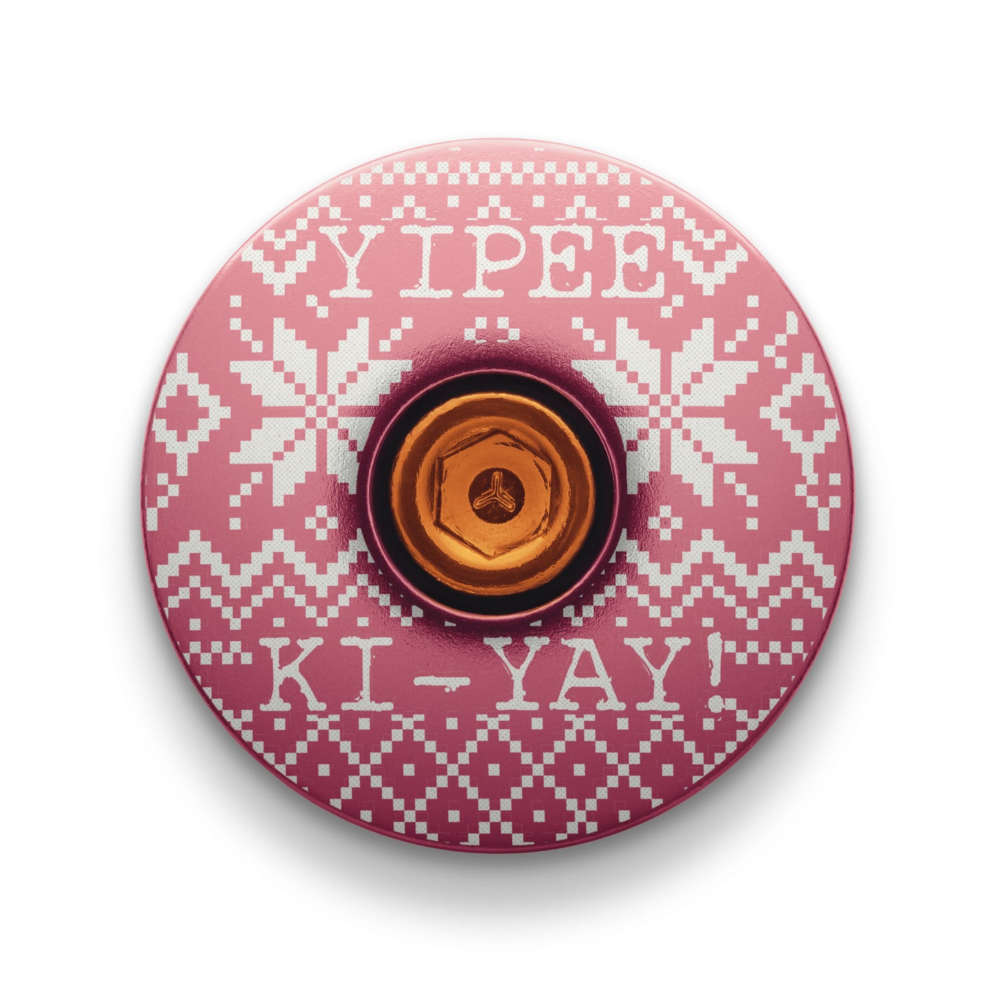 Pink bicycle headset cap for adding a unique touch to your ride.