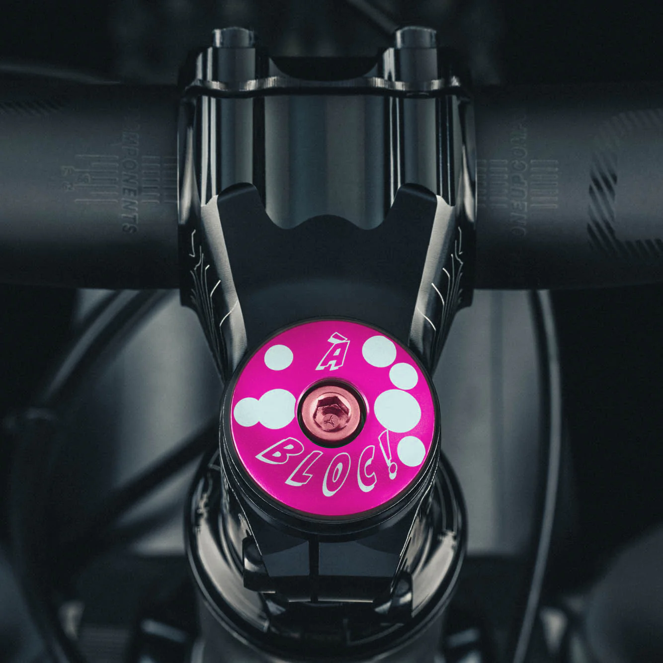 Lightweight aluminum à Bloc bike headset cap.