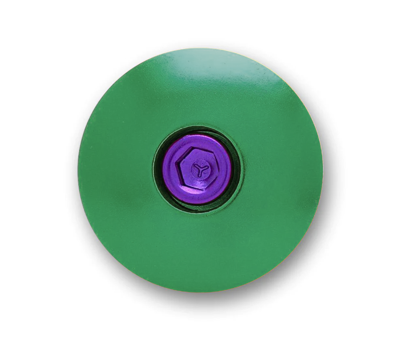 Minimalist dark green headset cap compatible with most modern bicycles.
