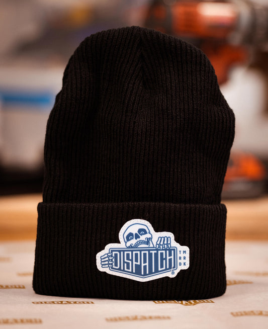 Beanie Black Hat with Dispatch Skeleton Logo