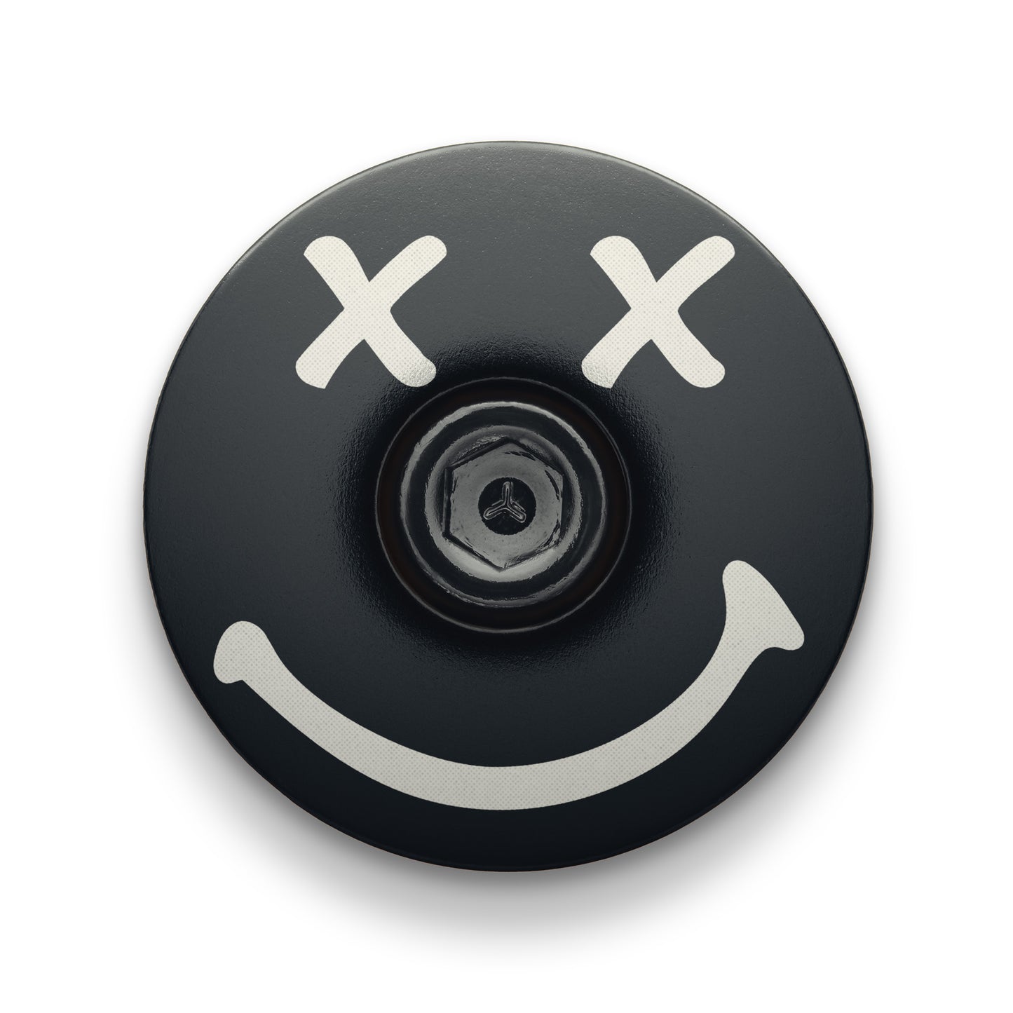 Black bicycle headset cap for mountain bikes and road bikes
