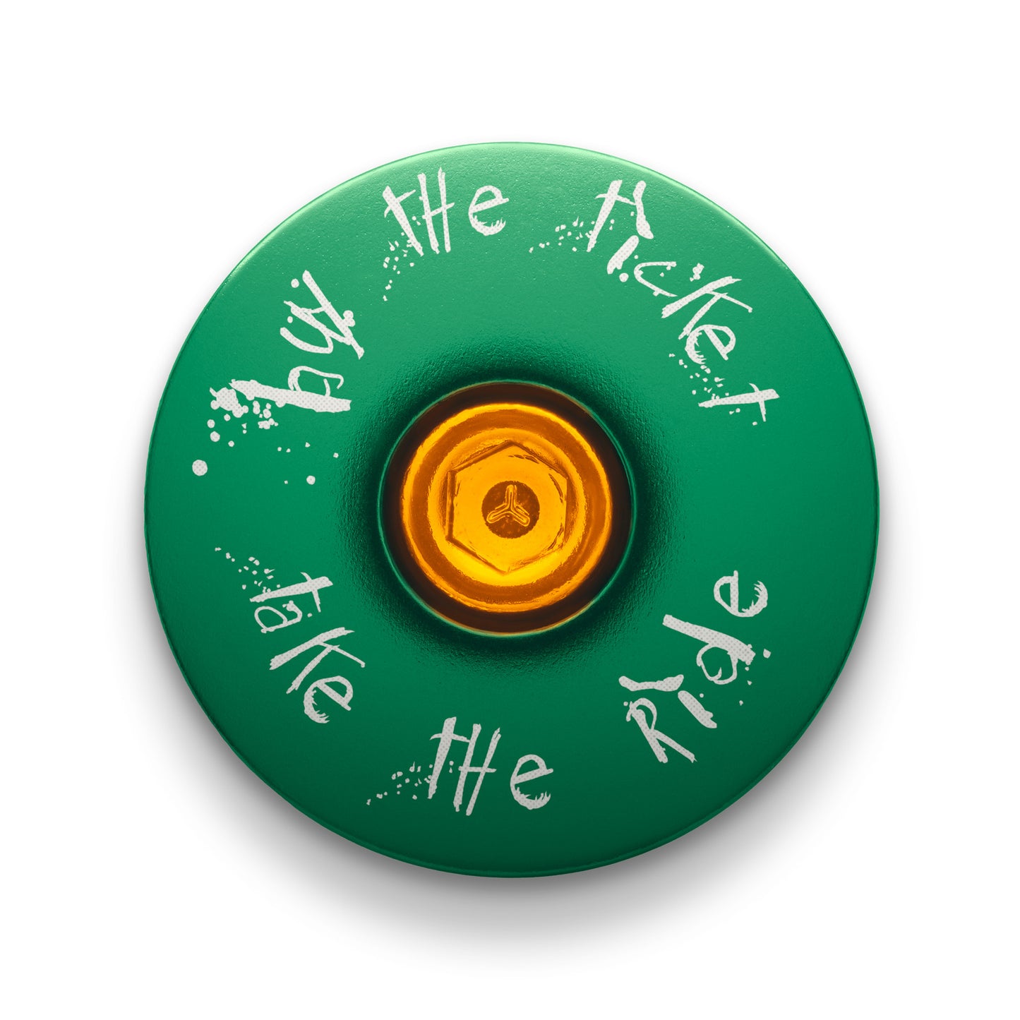 The dark green top cap for mountain bikes with custom engraving.