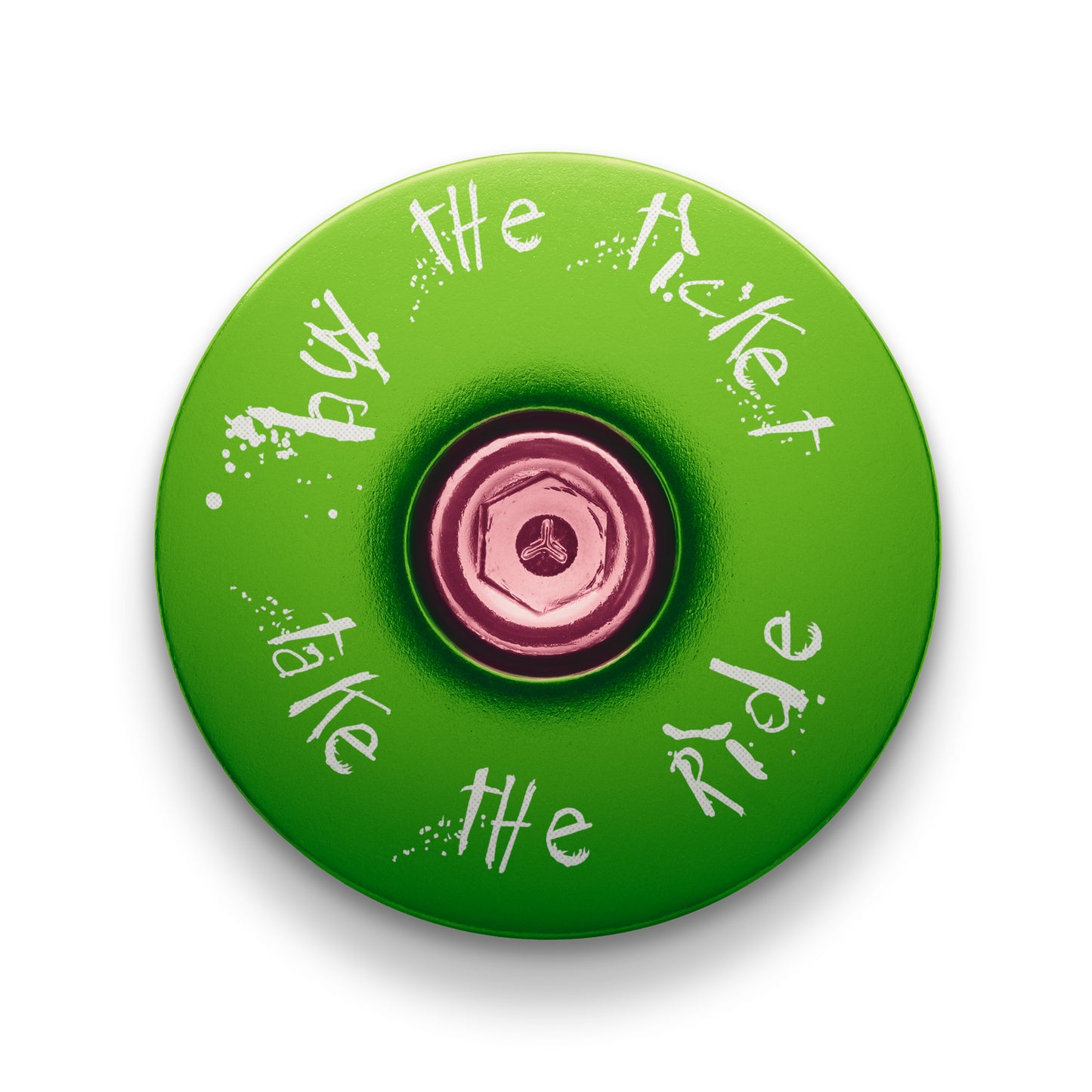 Lime green bike headset cap with strong 6061 aluminum construction.