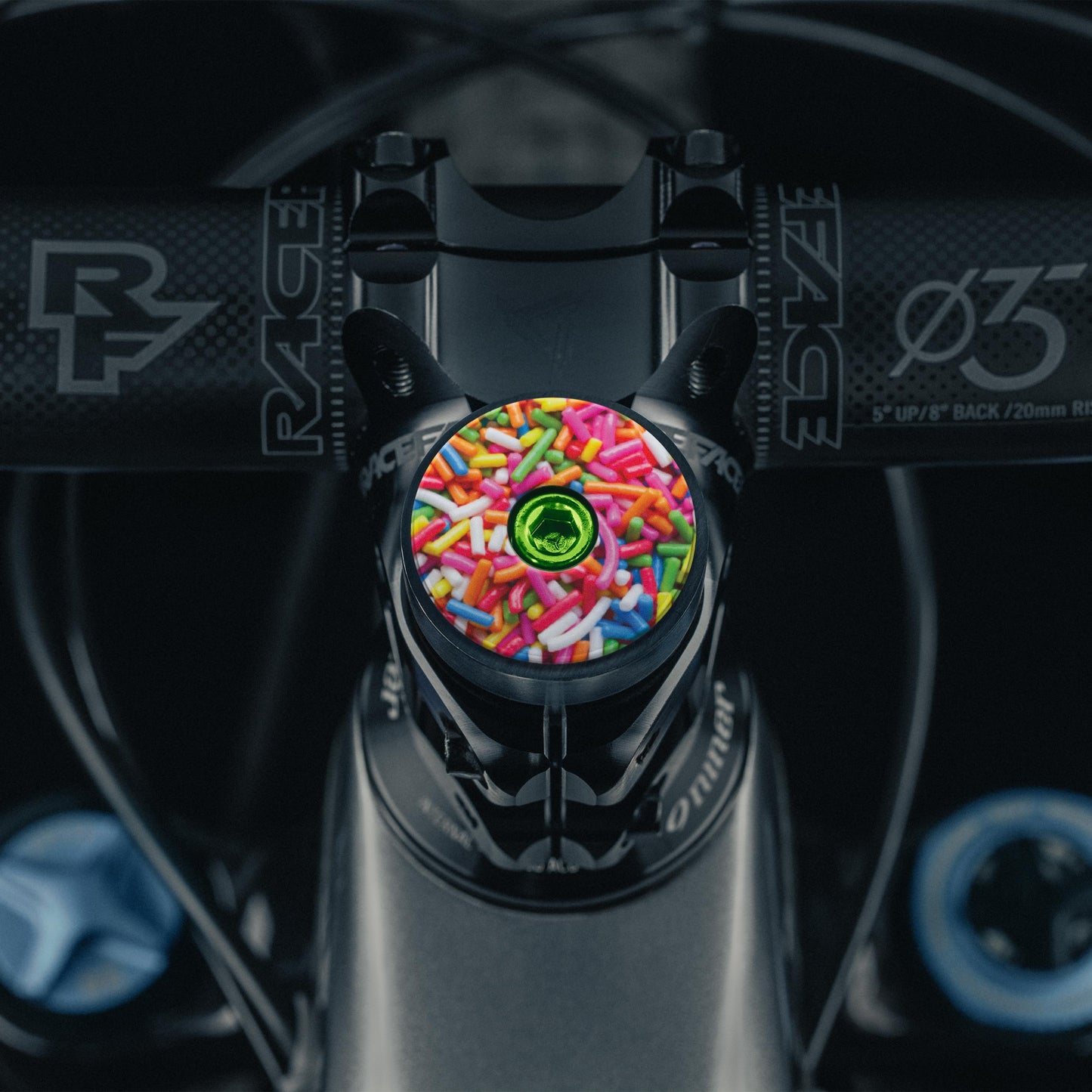 Ice Cream Sprinkles Custom Bicycle Headset Cap with colorful sprinkles design for cycling accessories and personalized bike components.