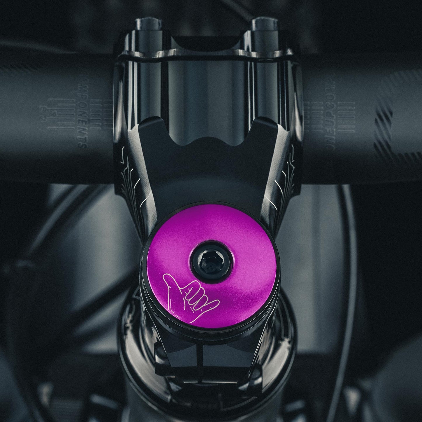 Shaka Hang Loose Bicycle Headset Cap for custom bike setups compatible with mountain road and BMX bikes.