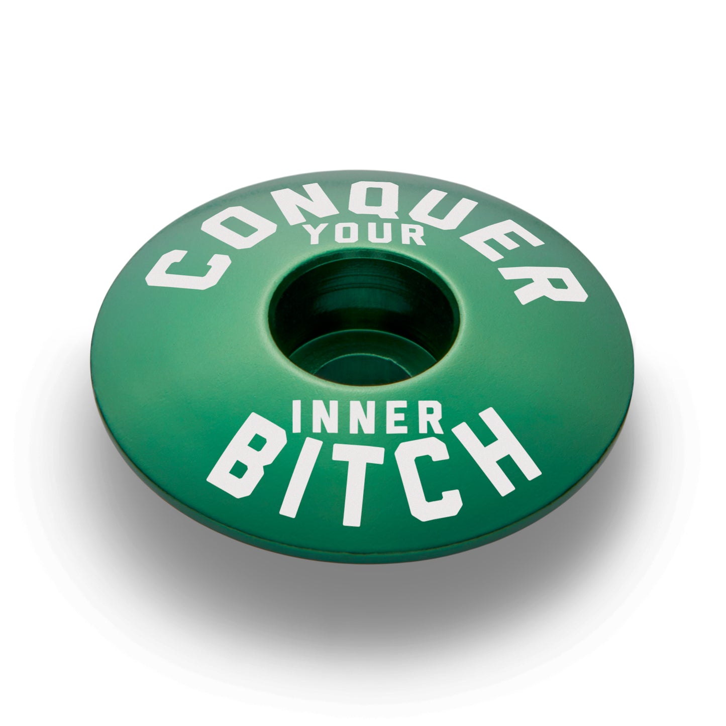 Dark green bicycle stem cap ideal for mountain bike stem caps offering a durable and stylish fit.