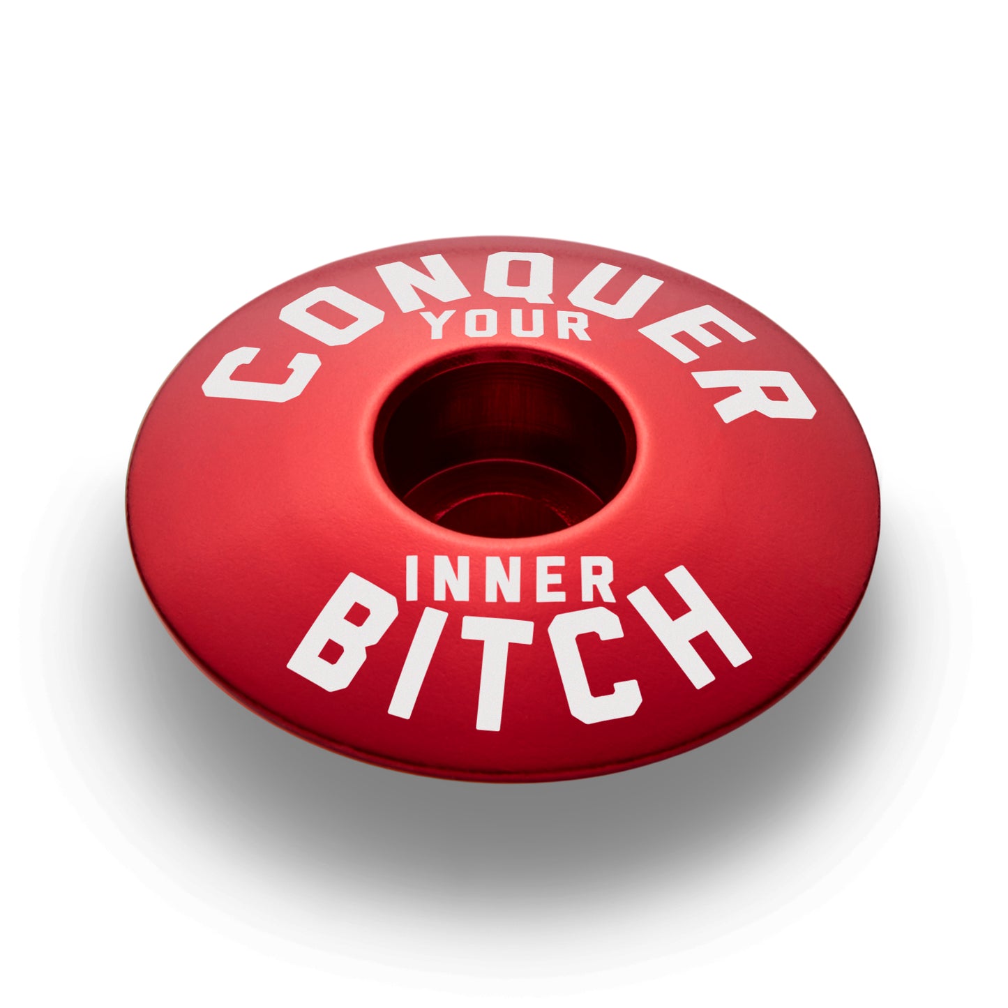 Red bike headset top cover for enhancing your bike's style and showcasing custom bicycle accessories.
