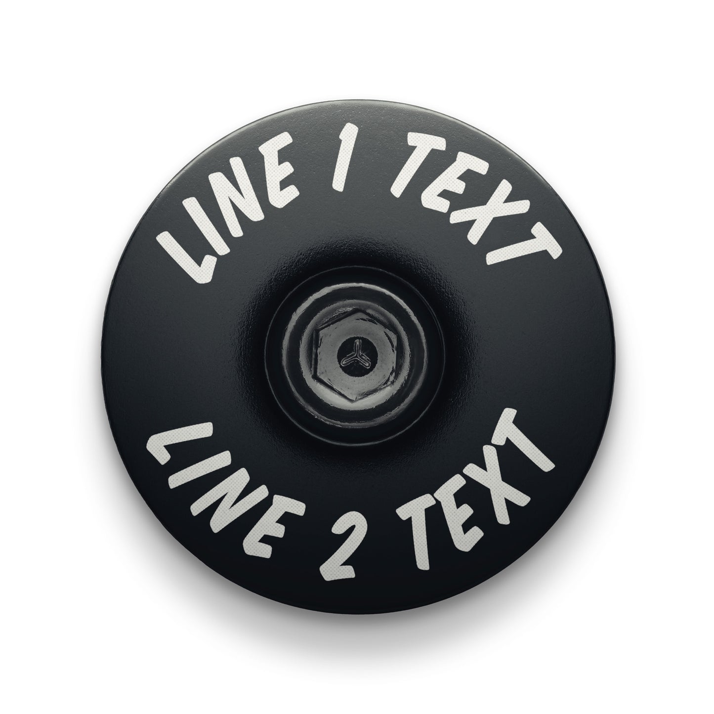 Black bike headset cap made of durable aluminum designed for custom bicycle accessories.