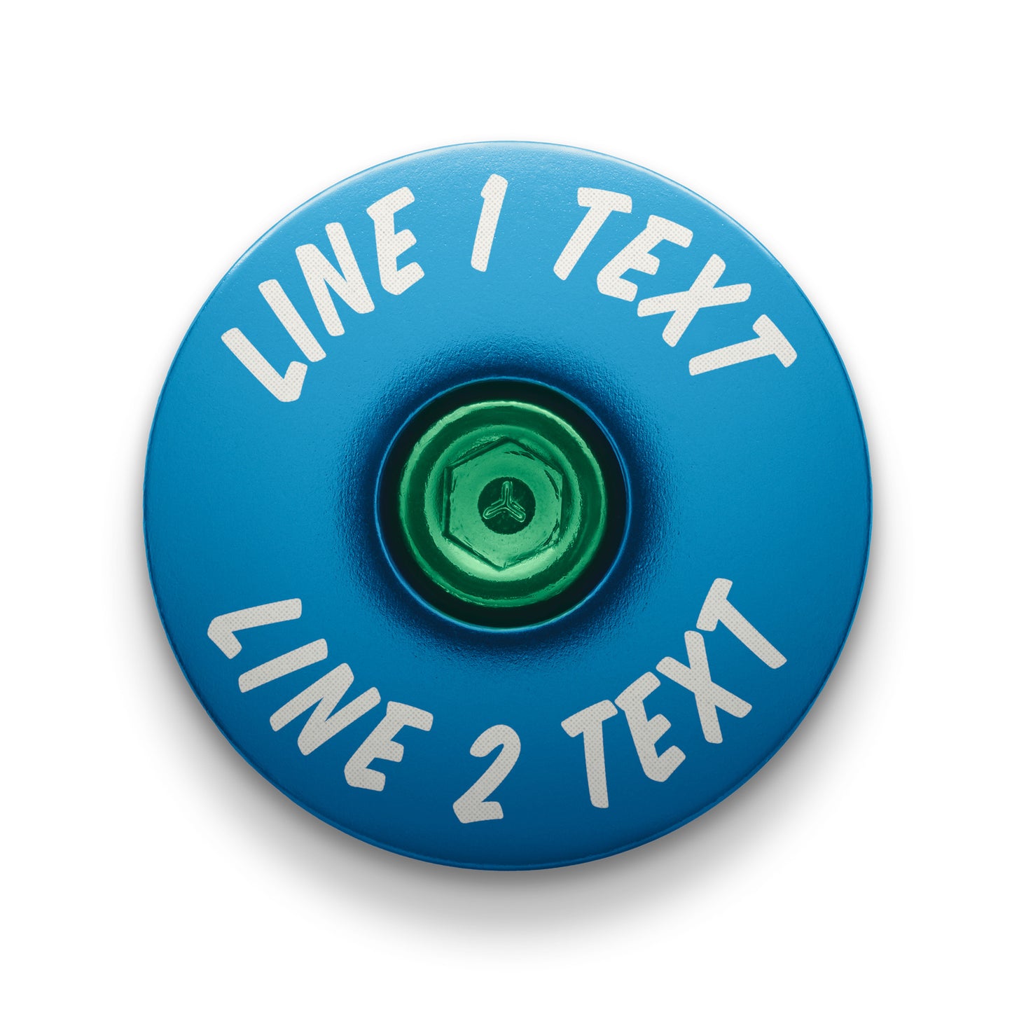 Light blue headset top cap designed for cycling top cap personalization.
