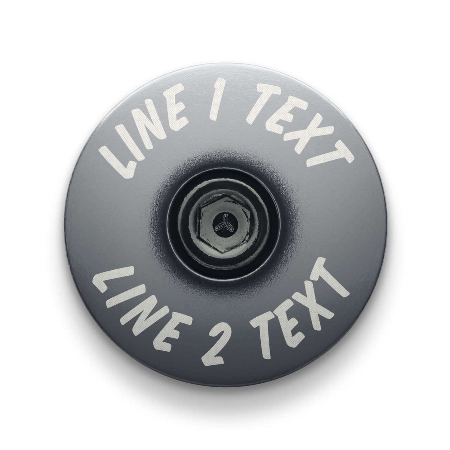 The gray headset top cap is ideal for adding a personal touch to bike components.