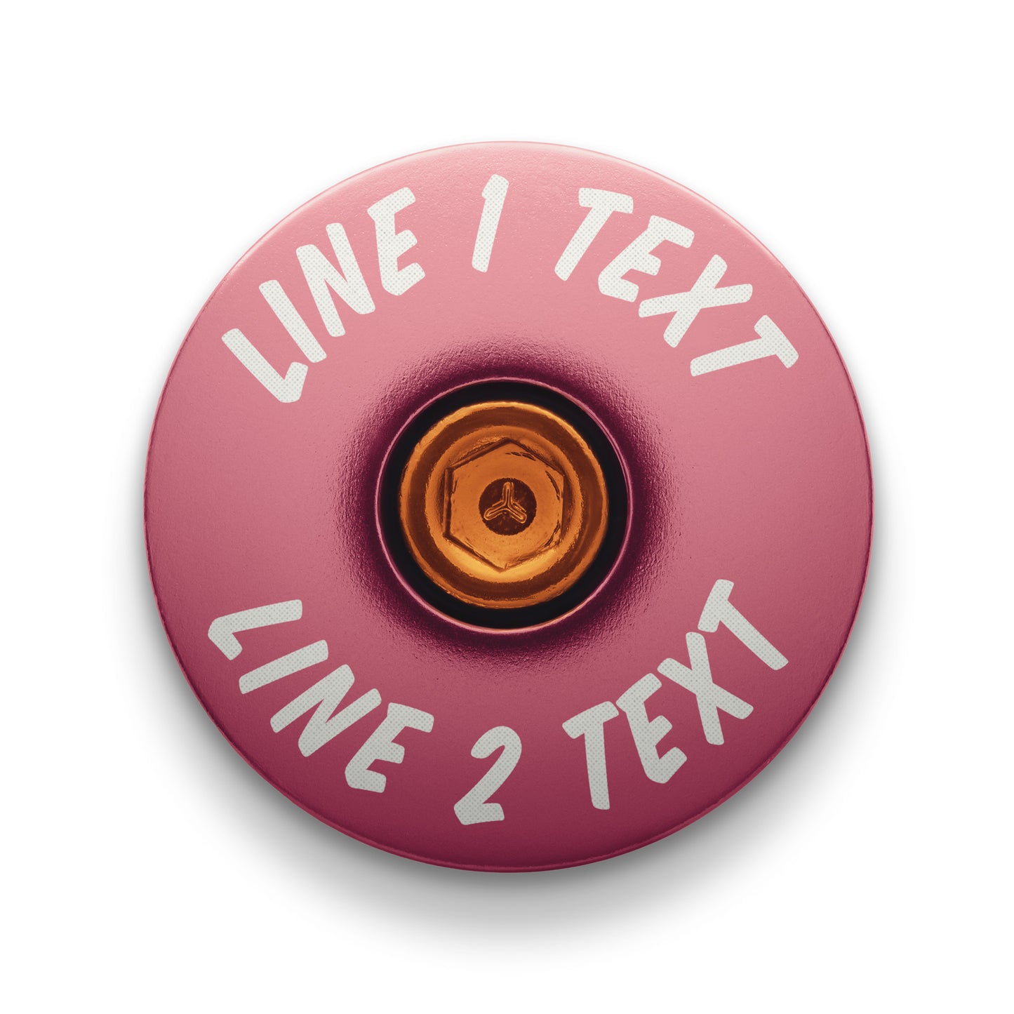 The pink stem top cap fits most bikes and is perfect for personalized cycling accessories.