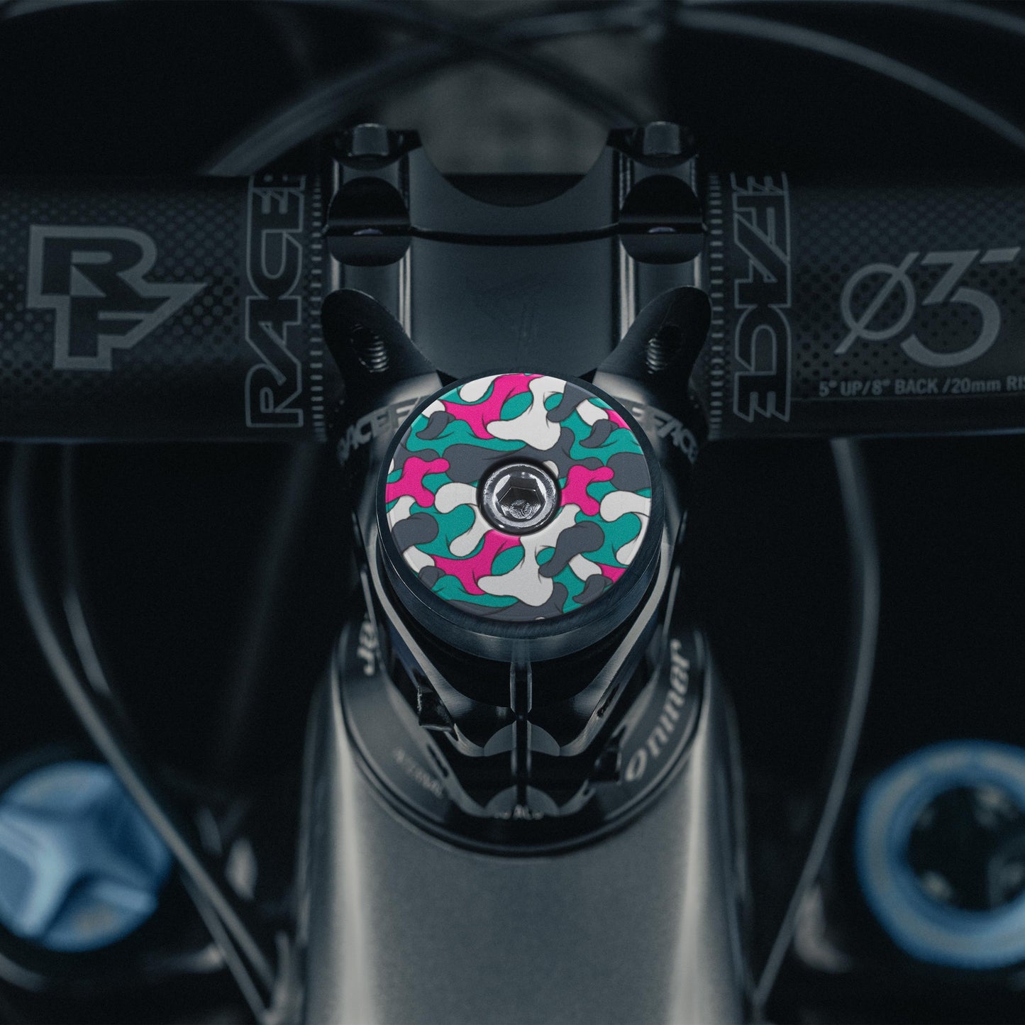 Custom Bicycle Headset Cap with UV-printed camo pattern