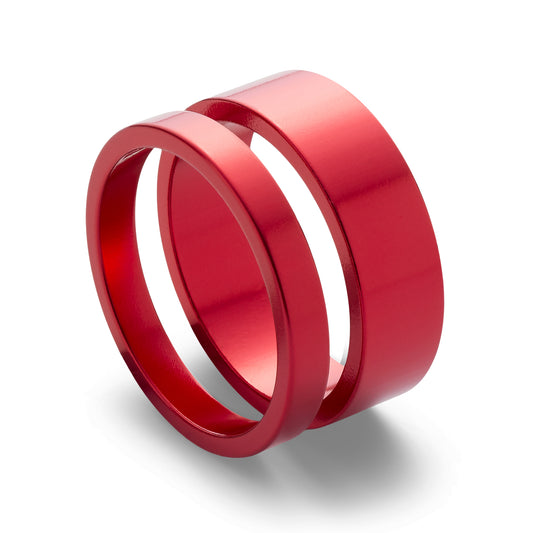 Custom Red MTB 10mm Headset Spacers with Skull Design