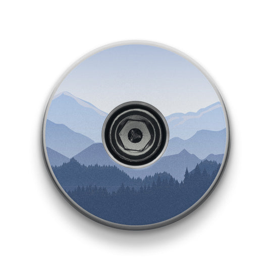 Custom stem cap for mountain bikes and personalized bike accessories.