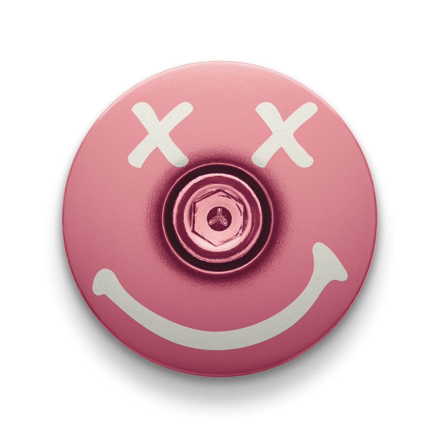 Hot pink stem top cap for modern bike components