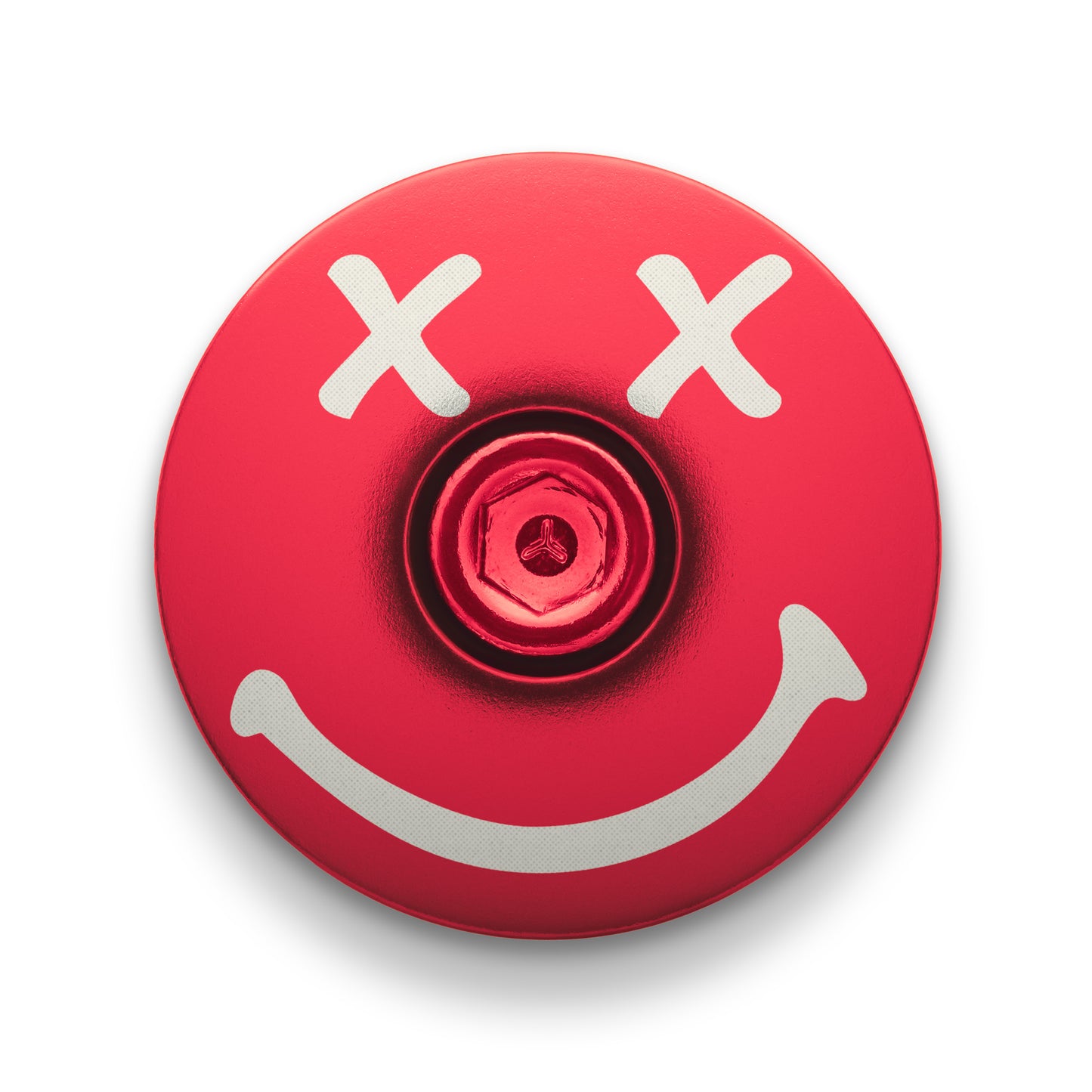 Bright red bike stem cap for modern bicycles