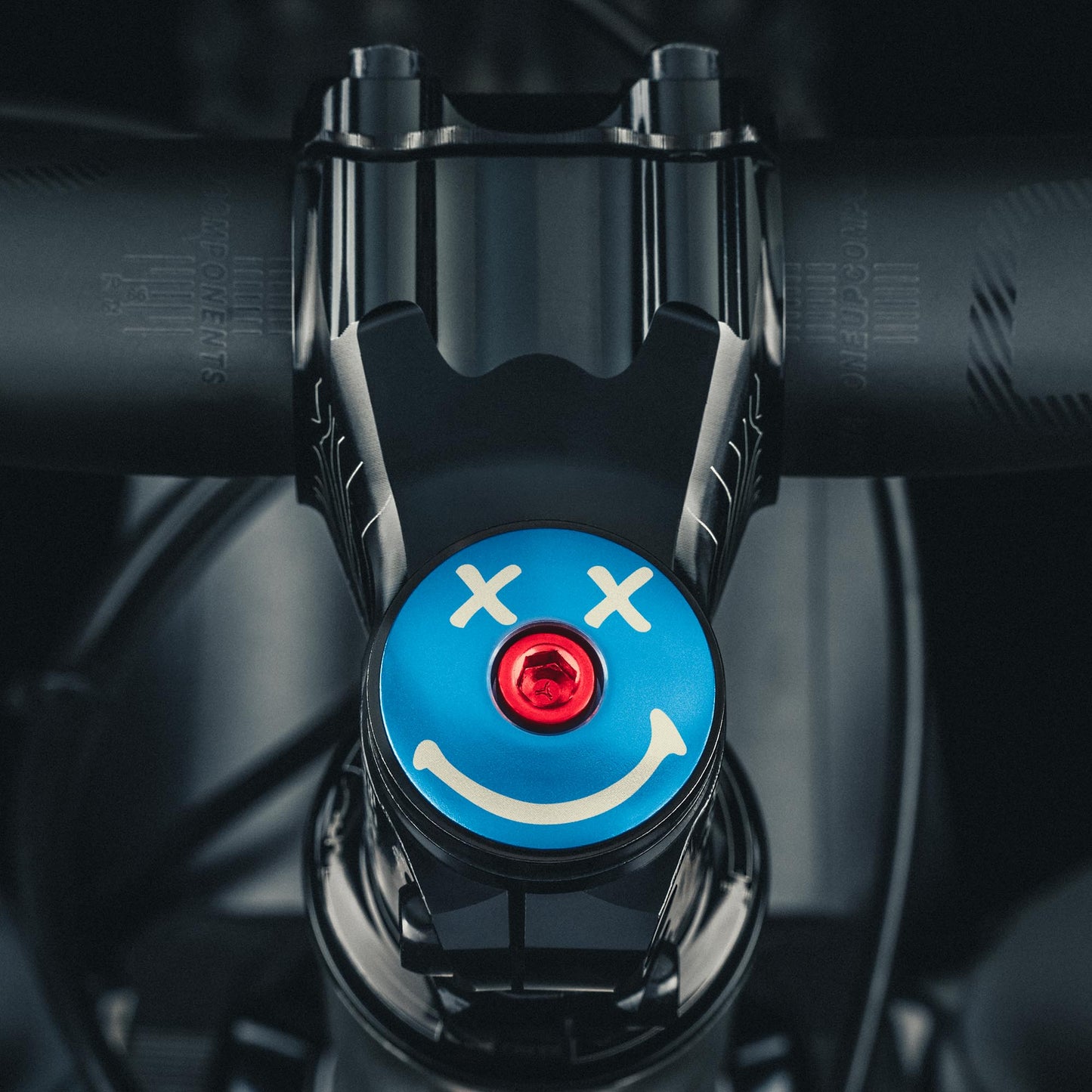 Dead Smile blue cycling top cap for 1 1/8" steerer tubes
