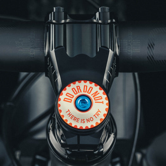 Do Or Do Not Orange bike headset top cap is perfect for custom stem caps.