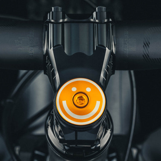 More Miles. All Smiles Bicycle Headset Cap - bicycle equipment cap for a unique bike accent.