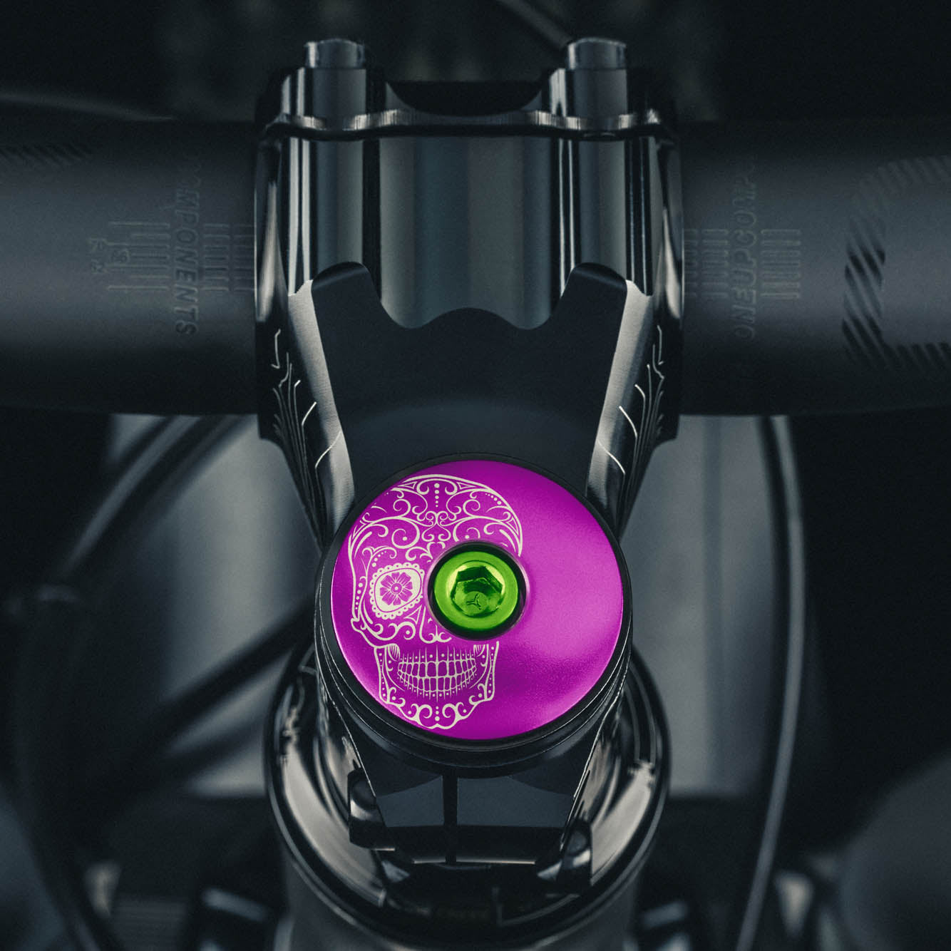 Vía de Muertos Sugar Skull Bicycle Headset Cap - custom bike top cap, cycling components