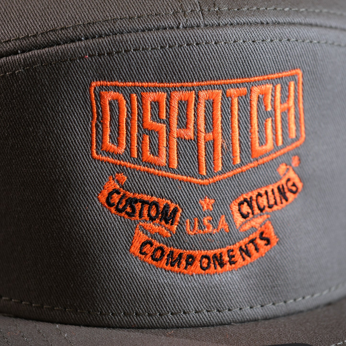 Custom 7 Panel Hat with Dispatch Badge Logo for bicycle lovers